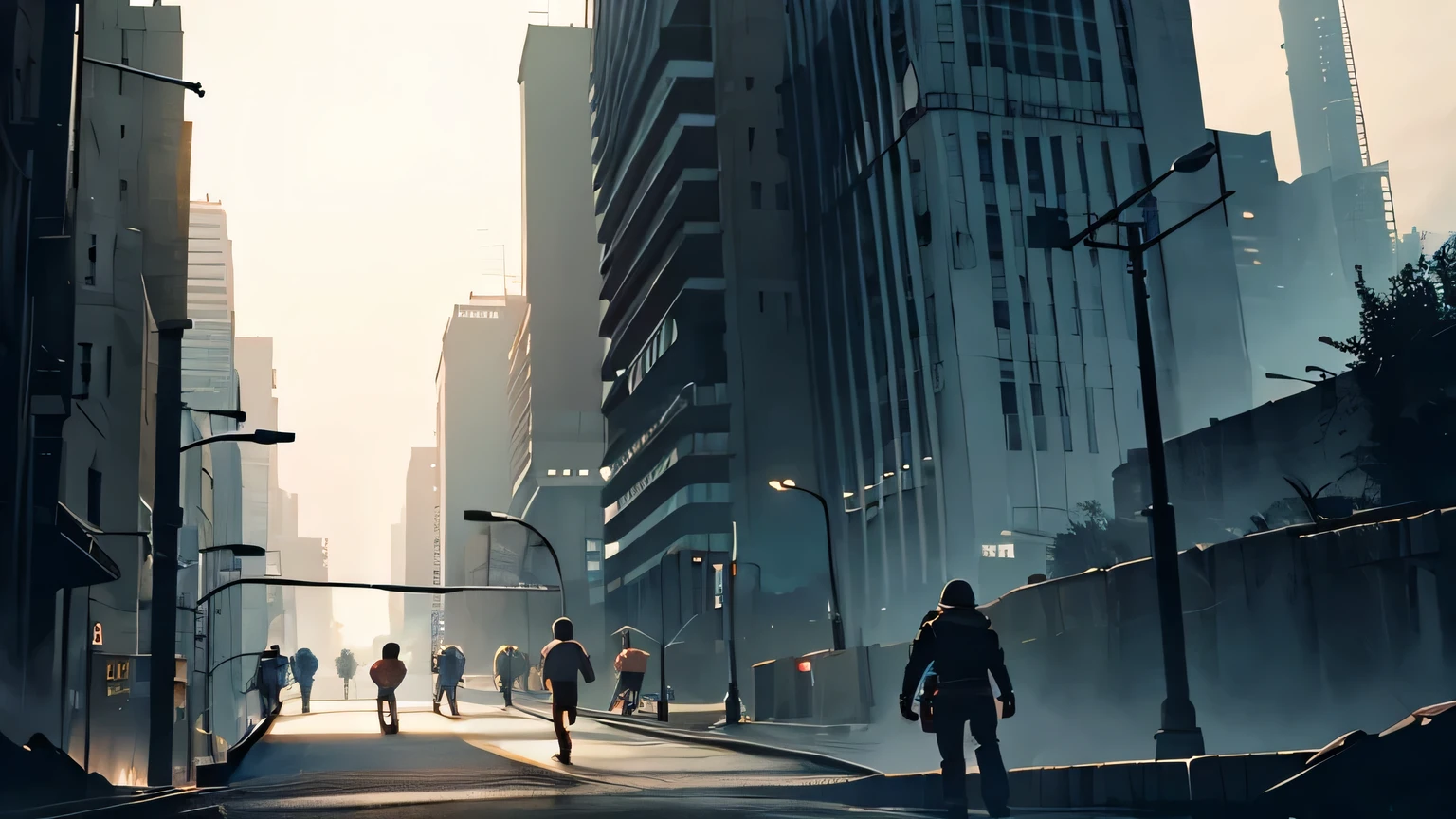 Many people running in one direction