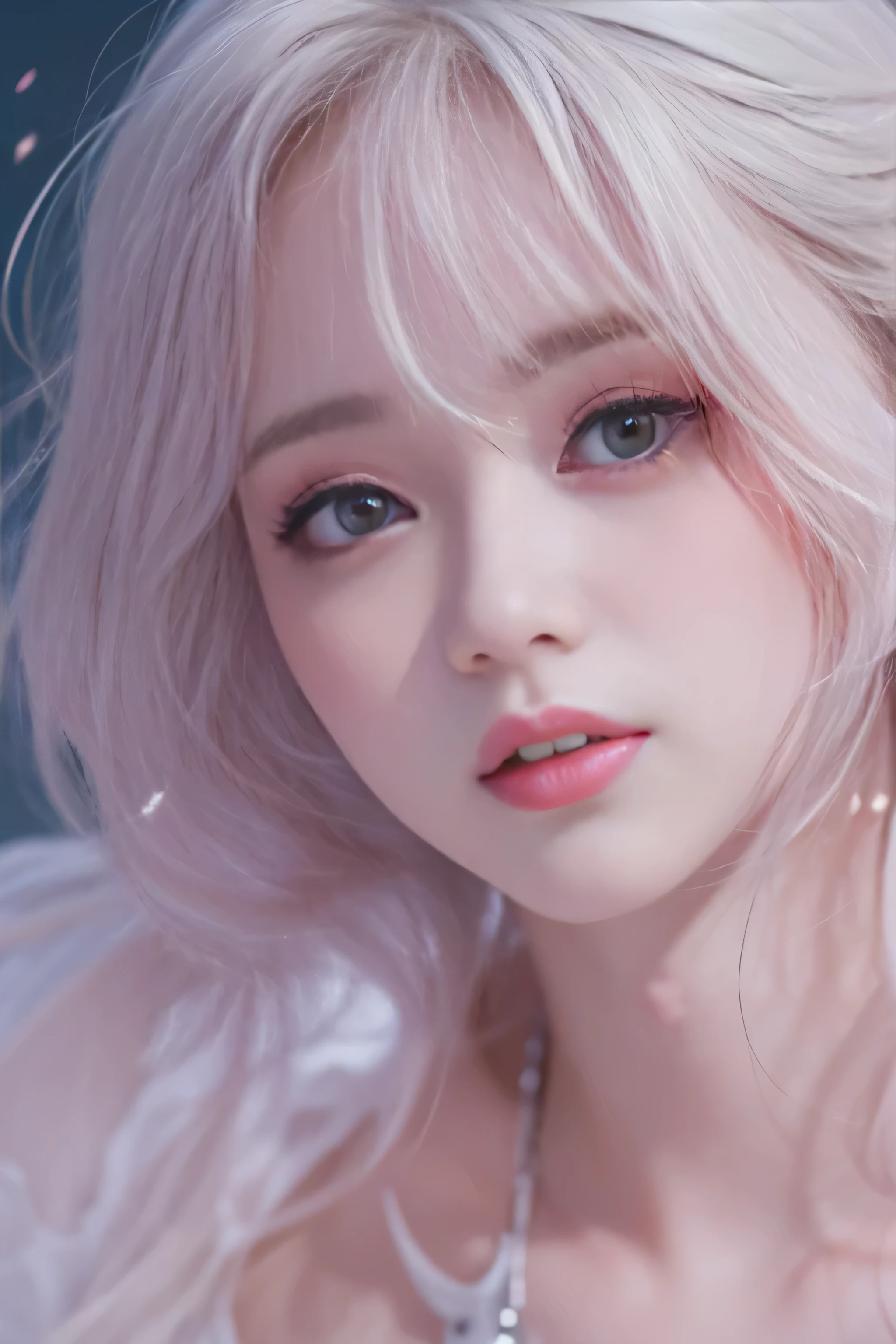 highest quality、High resolution、Super detailed、masterpiece、(Live shooting:1.5)、genuine:1.5、photogenuineistic:1.5、very delicate and beautiful、small details、1 female、Early 20s、(super beautiful)、(beautiful face:1.5)、(detailed face:1.5)、fine eyes、detailed lips、detailed nose、The blue night lasts until the end of the road、The sad night put me next to you、City lights are comets fluttering in the distance、I saw the wind on the other side of the pier、White sigh disappears into darkness、The freezing night carries me next to you、Stay by my side without saying anything