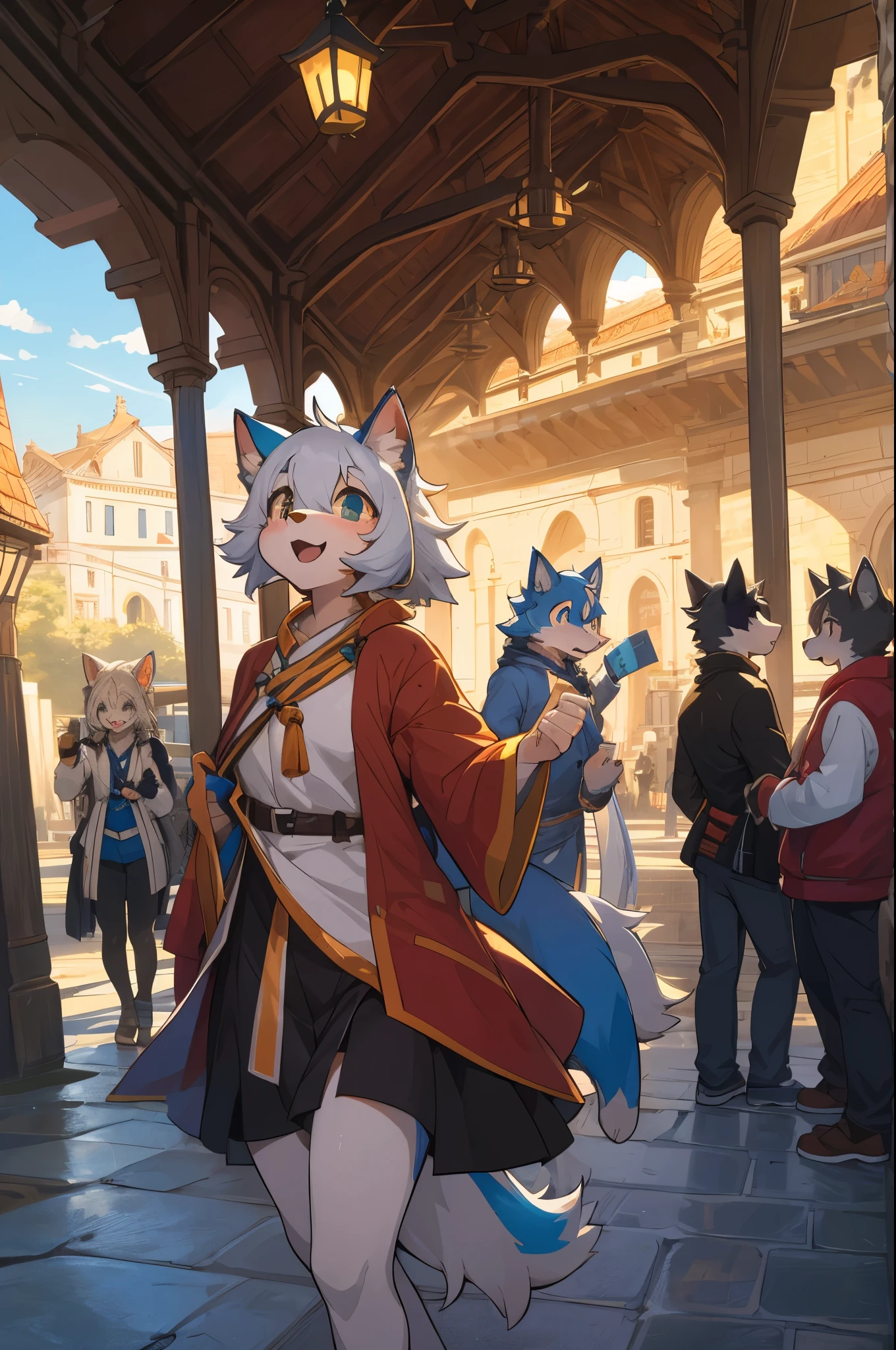 cover_page, super high resolution, detailed background, World Heritage Site, 6+boys, 6+girls, Happy, joyful, absurdres(Photos of solo travelers)(kemono, furry anthro),