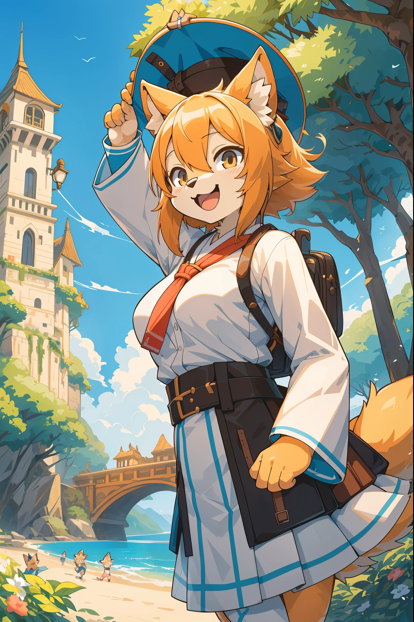 cover_page, super high resolution, detailed background, World Heritage Site, 6+boys, 6+girls, Happy, joyful, absurdres(Photos of solo travelers)(kemono, furry anthro),