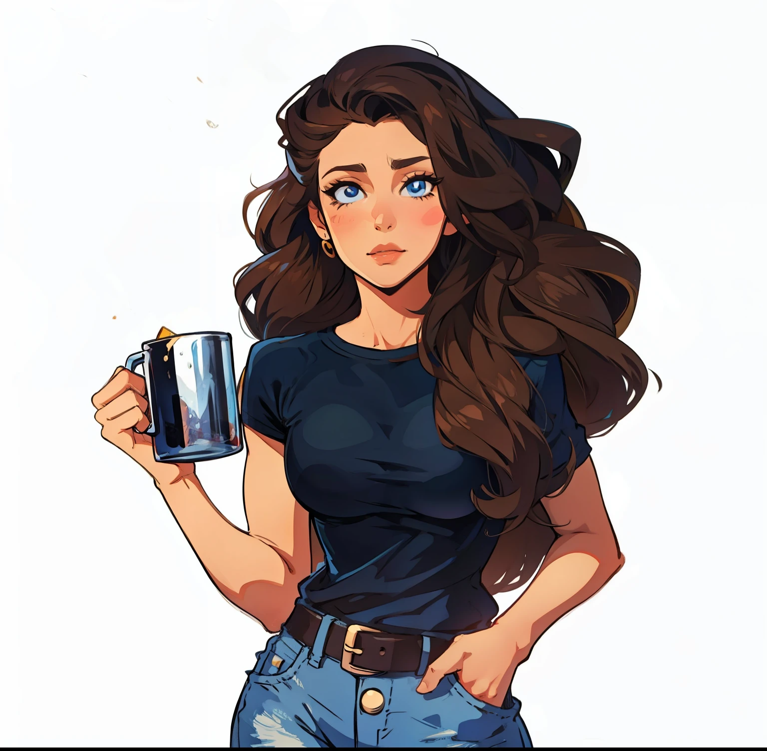  Vector illustration, mulher segurando caneca.