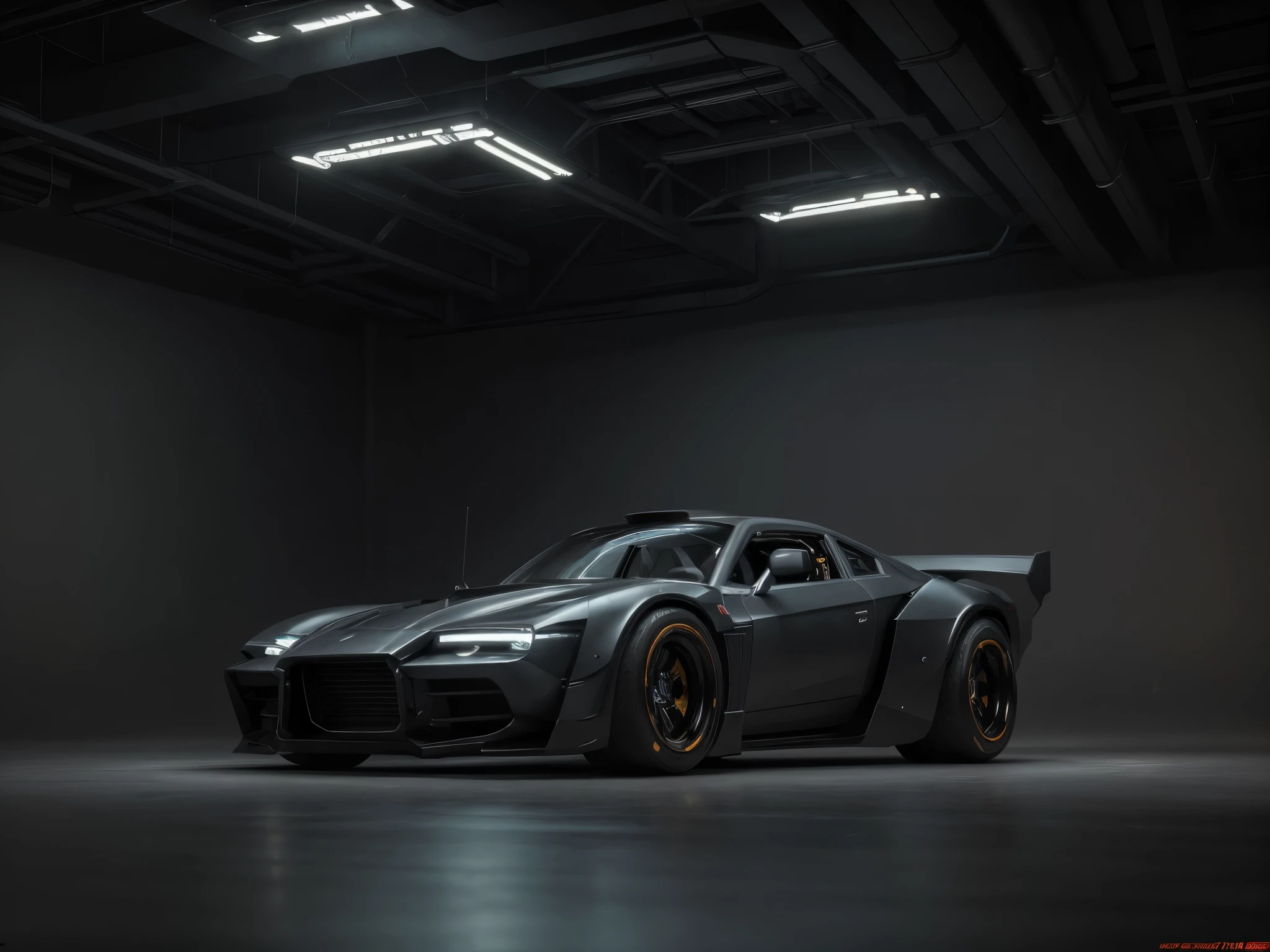 A futuristic cyberpunk hotrod Zeekars with shiny tires, seen from the front, parked near Gal Gadot, during sunset. (best quality, 4k, highres, masterpiece:1.2), ultra-detailed, realistic:1.37, HDR, studio lighting, extreme detail description, professional, vivid colors, bokeh, portraits, landscape