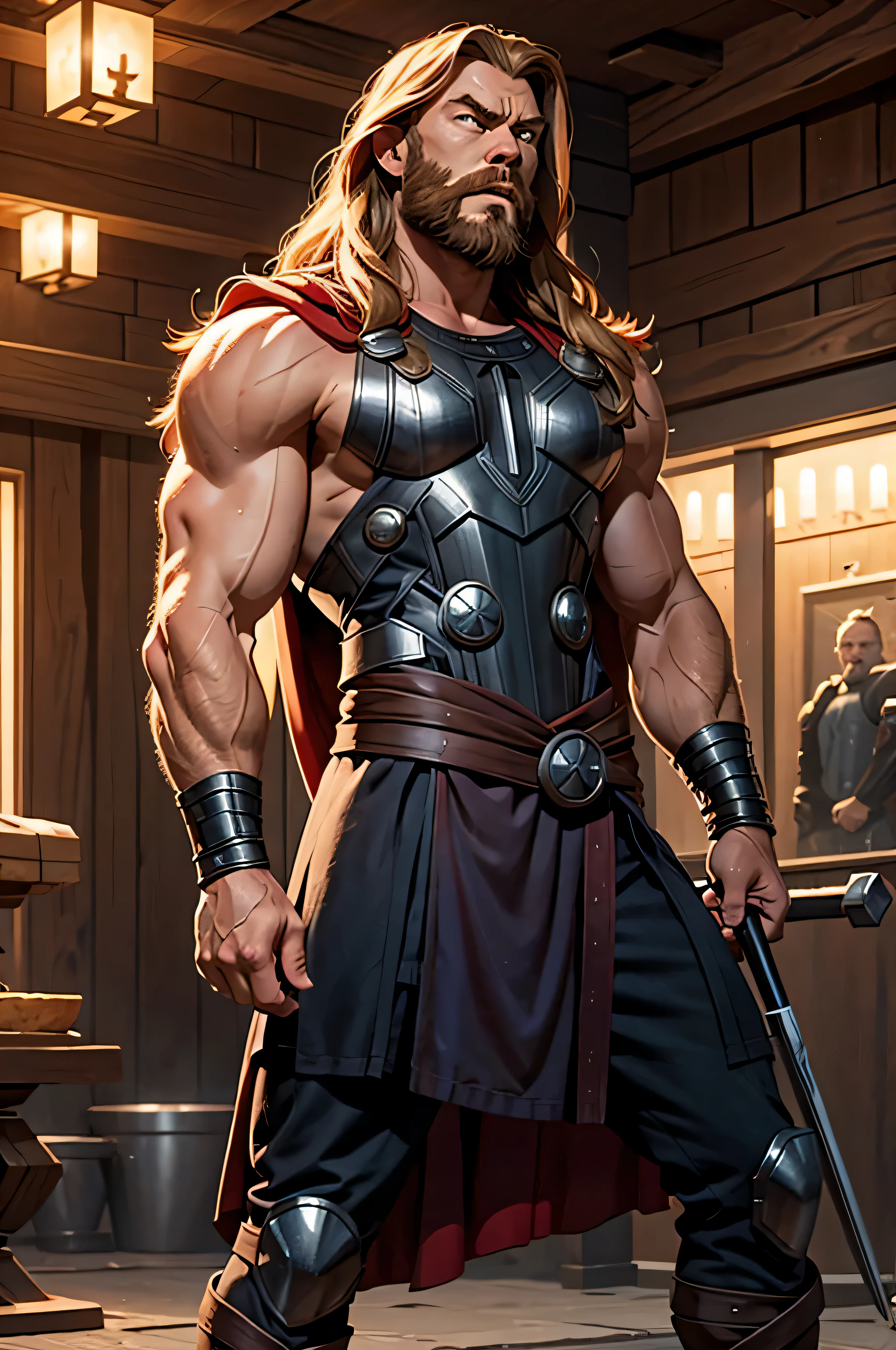 thor odinson, chris hemswort, long beard, furious face, 
