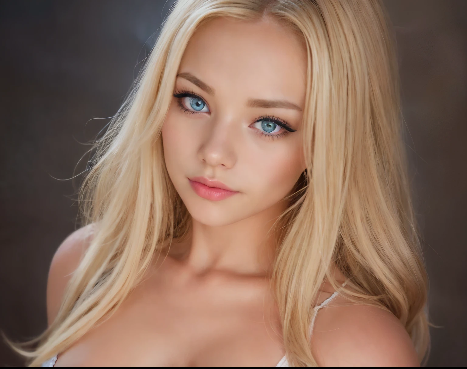 blonde woman with blue eyes and a white bra top posing for a picture, beautiful blonde girl, beautiful blonde woman, blonde hair blue eyes, a gorgeous blonde, blonde hair and blue eyes, blonde hair and large eyes, blonde goddess, blond hair blue eyes, blonde beautiful young woman, sydney sweeney, stunning closeupheadshot, blue eyes and blond hair, blonde woman