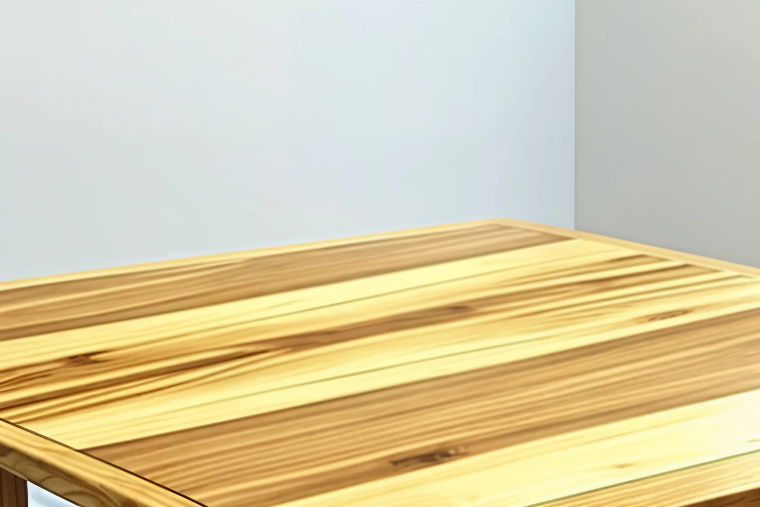 Wooden table, Polished with visible wood grain,  Using wooden ones,  detailed Wooden table, Wooden support, perspective shot, The bottom is half-wooden, smooth transparent visor, on a Wooden table