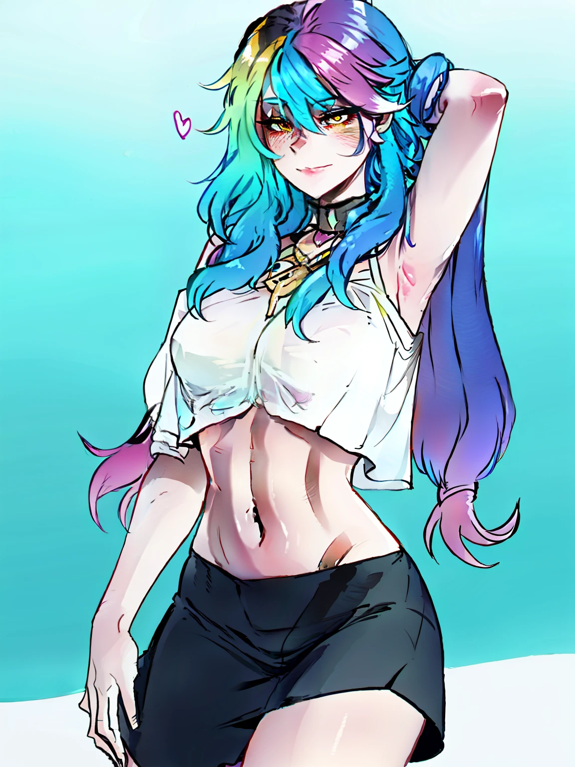 ratatatat74, 1girl, rainbow hair