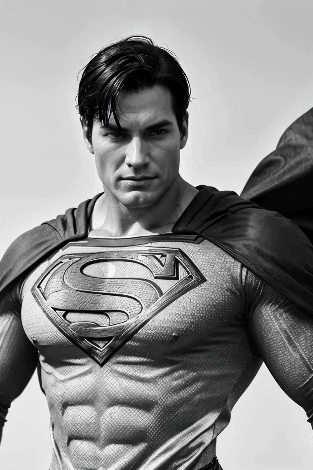 Generate illustrations of Superman without color. Capture iconic poses, facial expressions, and dynamic flying scenes to showcase the essence of the character. For an coloring book, thick line, cartoon style, no color, white background, only strokes