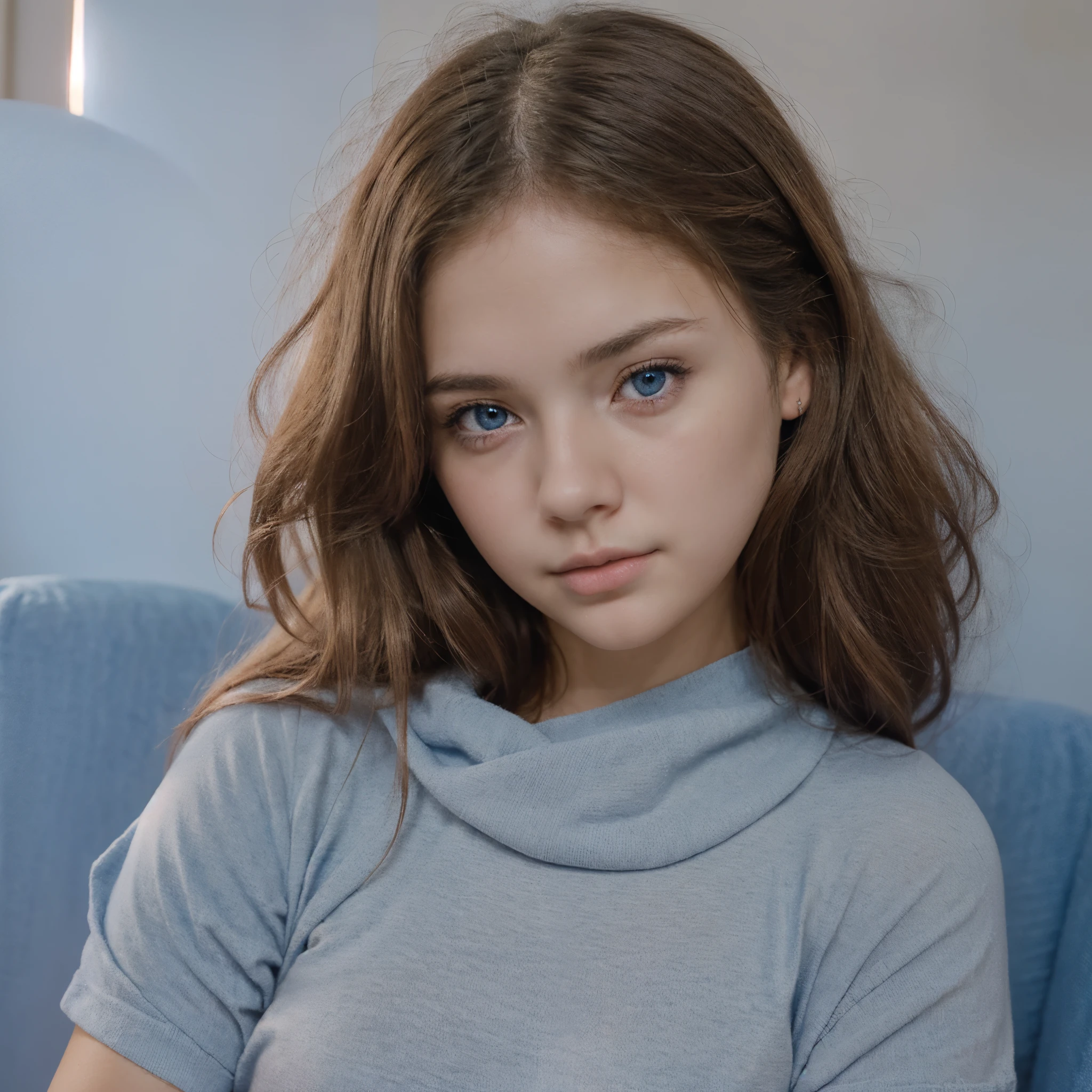 " super sexy, , teenhool gbest quality,ultra-detailed),delicate blue eyes,shy,blushing,beautiful detailed lips,girl with delicate blue eyes and blushing cheeks,softly blushing cheeks,shyly looking away,soft lighting,portrait painting technique,vivid colors,subtle color palette"