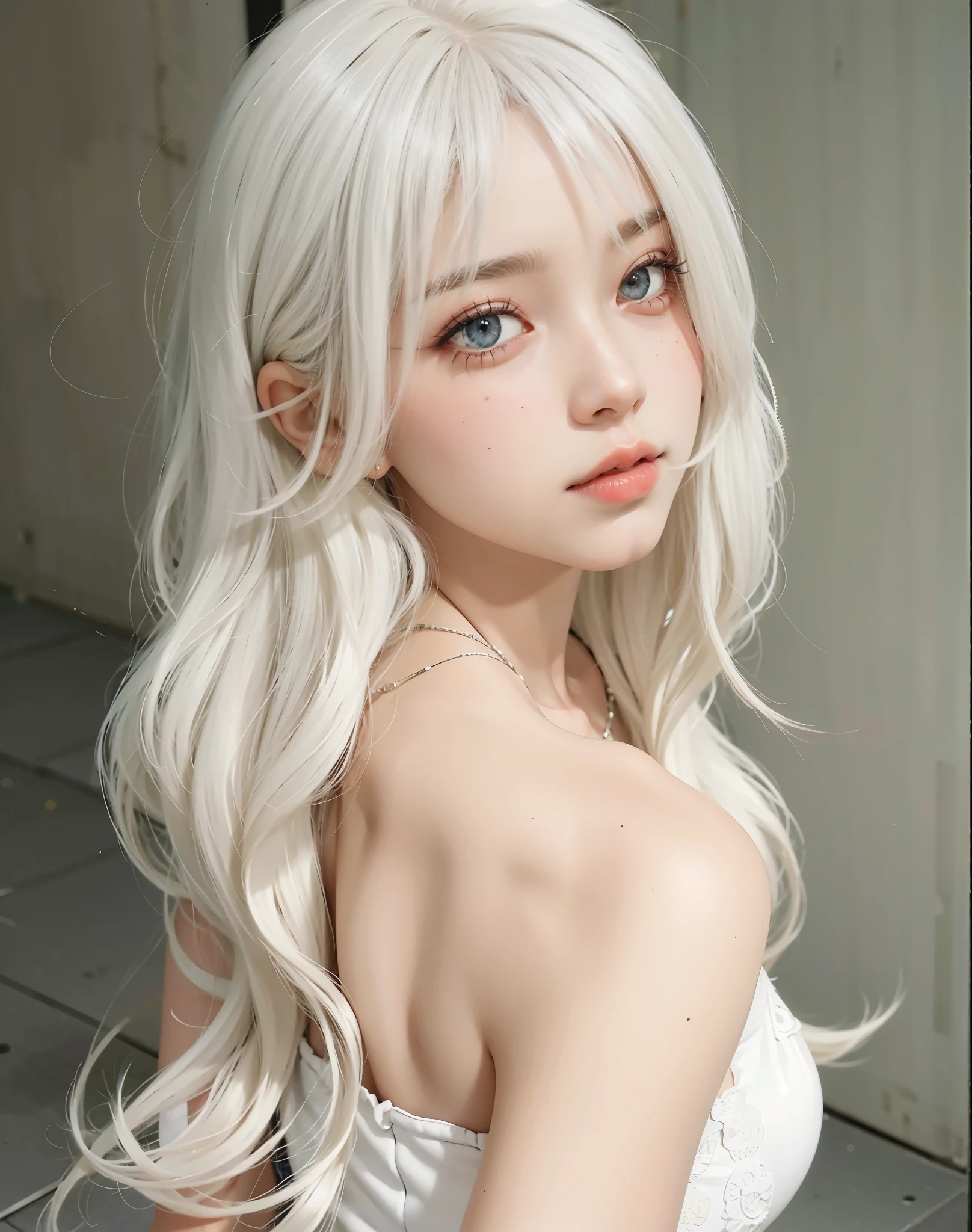 garota loira com olhos azuis e longos cabelos brancos, pale milky white porcelain skin, longos cabelos brancos e franja, com longos cabelos brancos, com cabelos longos brancos, Ulzzang, garota de cabelos brancos perfeita, pale pele branca de porcelana,  com cabelo branco, cabelo loiro extremamente claro, pele branca leitosa, pele branca de porcelana, Modelo IG | artegerm