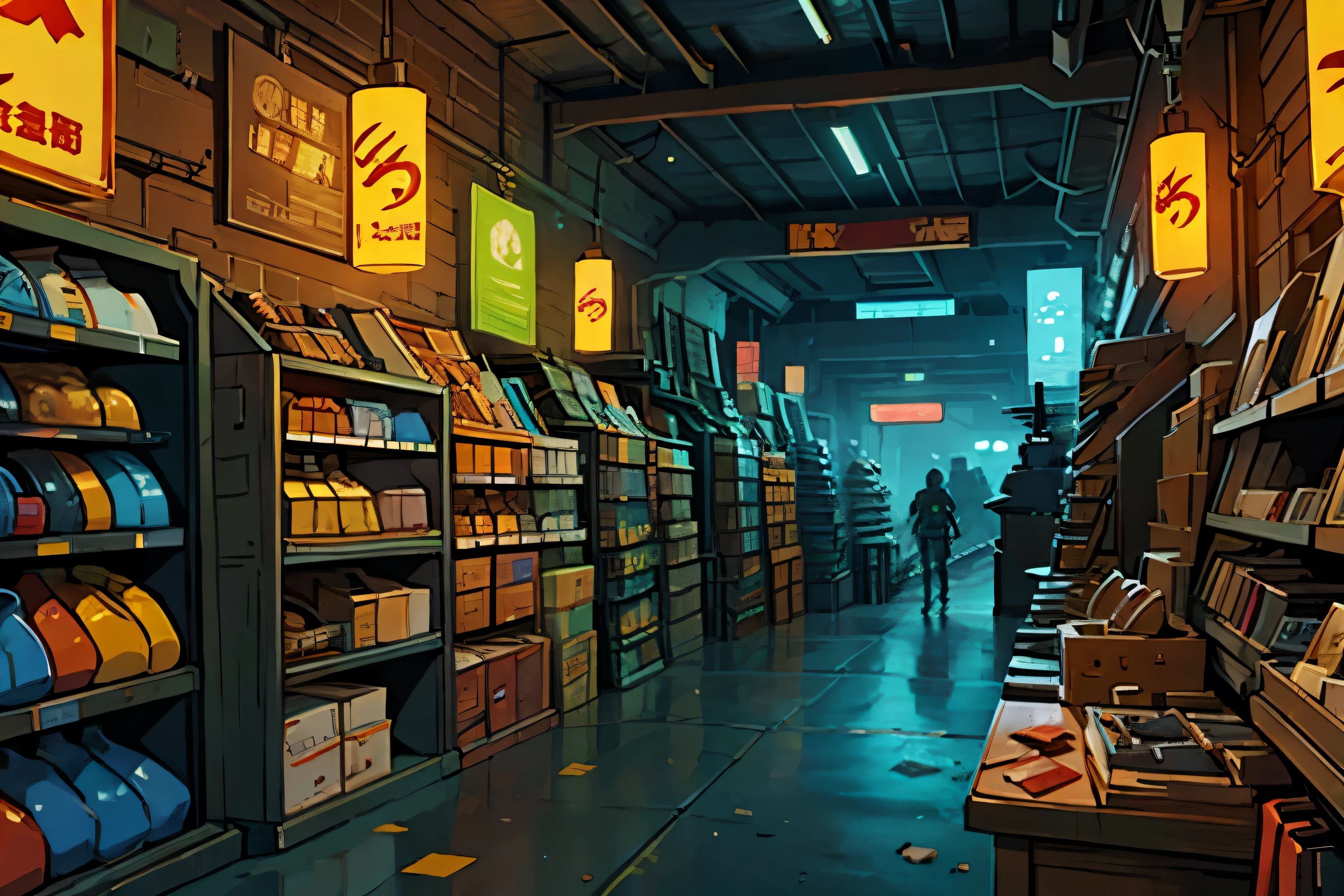 Loja de armas em uma cidade futurista, (Scenario 1.5)