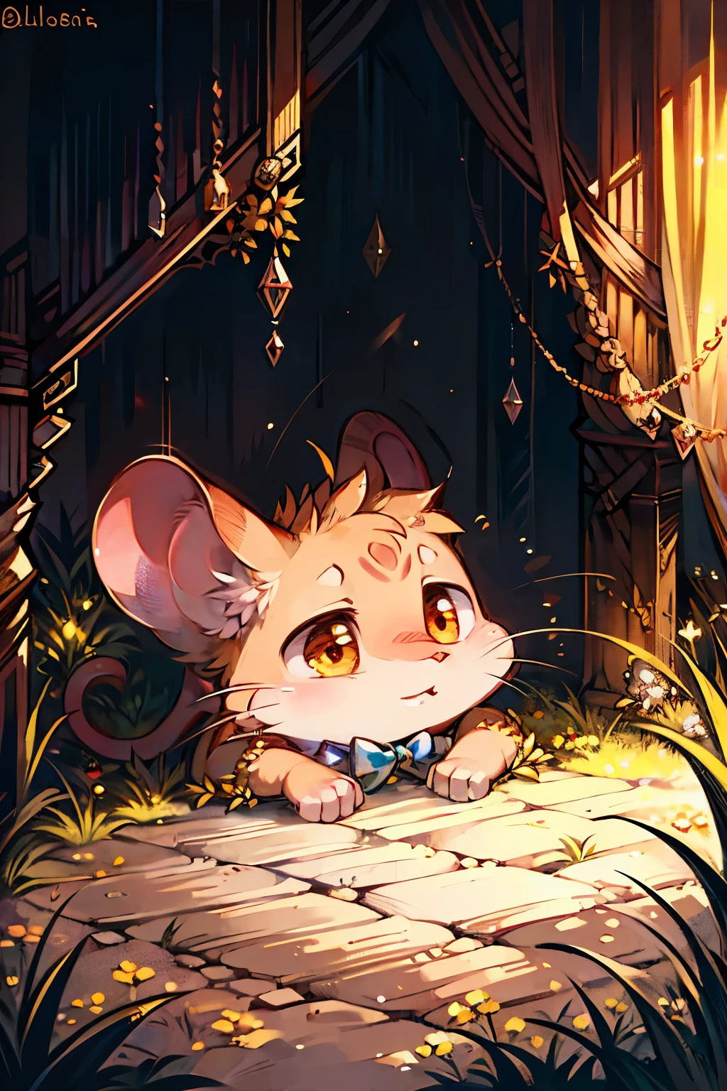 Simple drawing of a curious mouse revealing its hidden treasure: This charming sketch showcases a mouse in an introspective moment as it unearths a small, gleaming object from the ground. Its expressive face is filled with wonder and excitement, its whiskers twitching with anticipation. The hidden treasure, half-concealed in the soil, glimmers invitingly with a warm, golden sheen. The intricate details of the mouse's fur, its beady eyes, and the earthy textures surrounding it create a captivating and delightful image.
