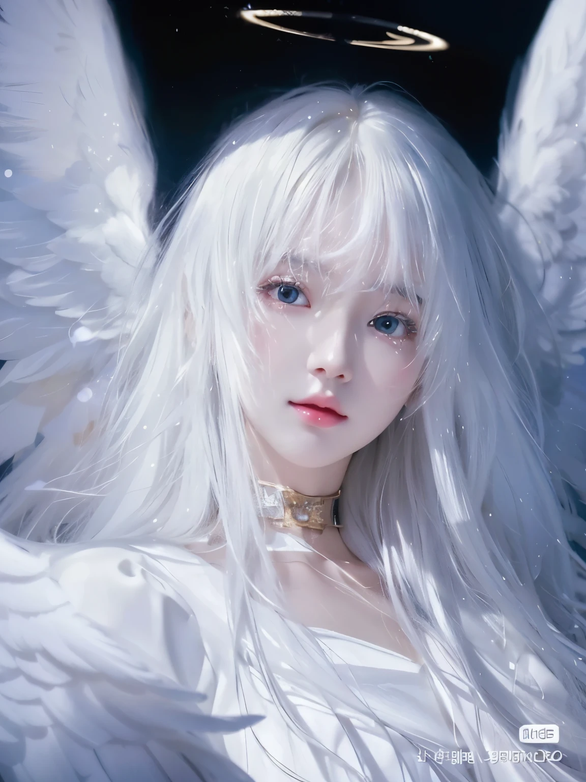 Anime style image of white haired angel wings woman, of an beautiful angel girl, angelic face, portrait of a Beautiful angel, of Beautiful angel, guweiz, Beautiful angel, angel girl, guweiz style artwork, Young Ten Thousand Angels, angelic, white wings, beautiful angel girl portrait, angelic and unsettling, beautiful female angel