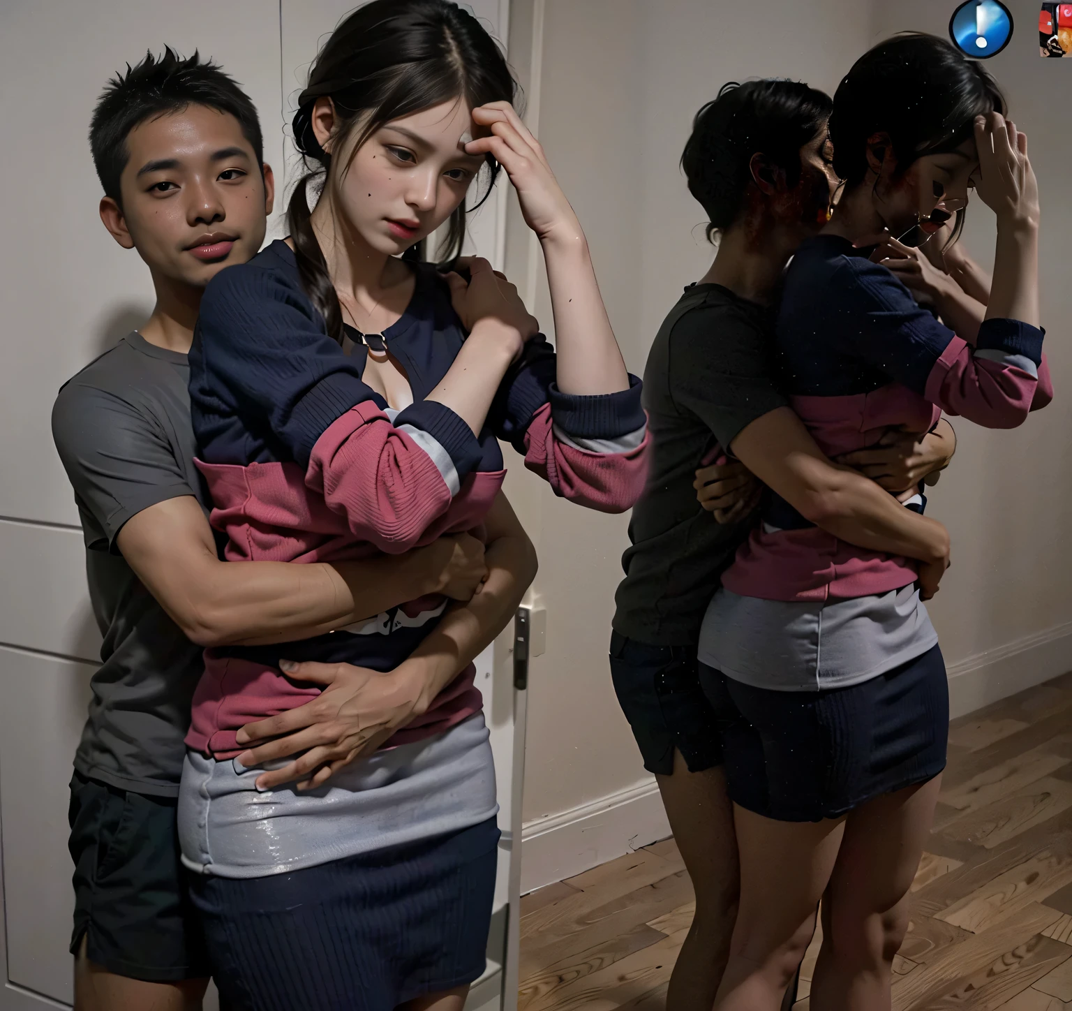 hijo con su madre(8k, Raw photography, Calidad de imagen superior, obra maestra: 1.4), The Ultra-High Definition, (realista, Fotorrealista: 1.48), (fotorrealista:1.2), (Foto RAW, highest qualityr, obra maestra, La mejor calidad, cuerpo perfecto, Cara hermosa detallada, of the highest quality, K huge file size, Super detail, High resolution,muy detallado, Altamente detallado, NFFSW, unificado, Fondo de pantalla de 8k, detalle), Modelo de chica delgada, 24 year old female model, sexo, (vaginal :1.3), piernas abiertas, piernas muy abiertas, en un dormitorio oscuro, Por la noche, (see through nightgown, visible through clothing:1.2), (cabello rubio, Coletas, ojos azules)