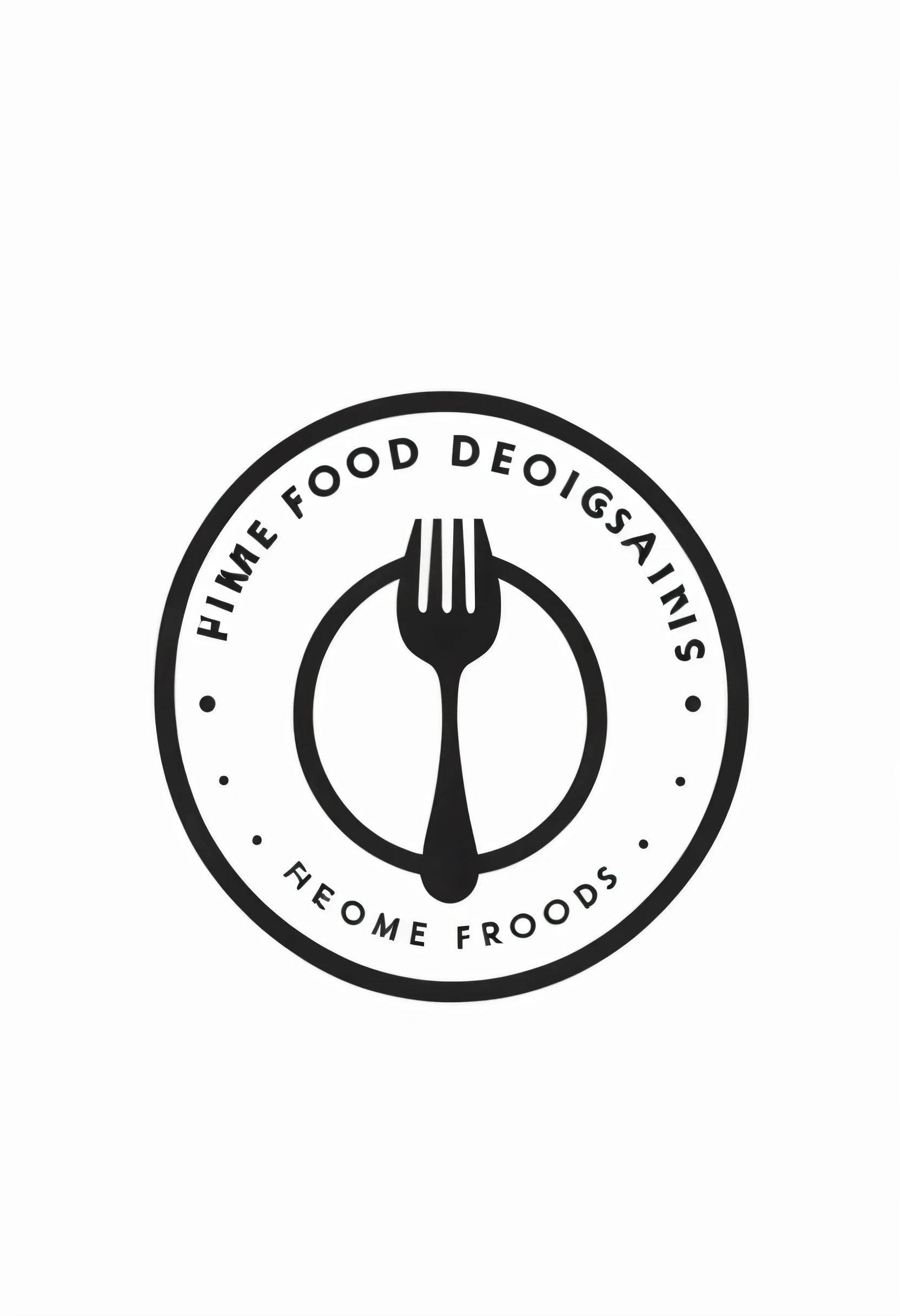 Family Food Company Logo "food design'" , black background, white letters, Symmetrical, modern
