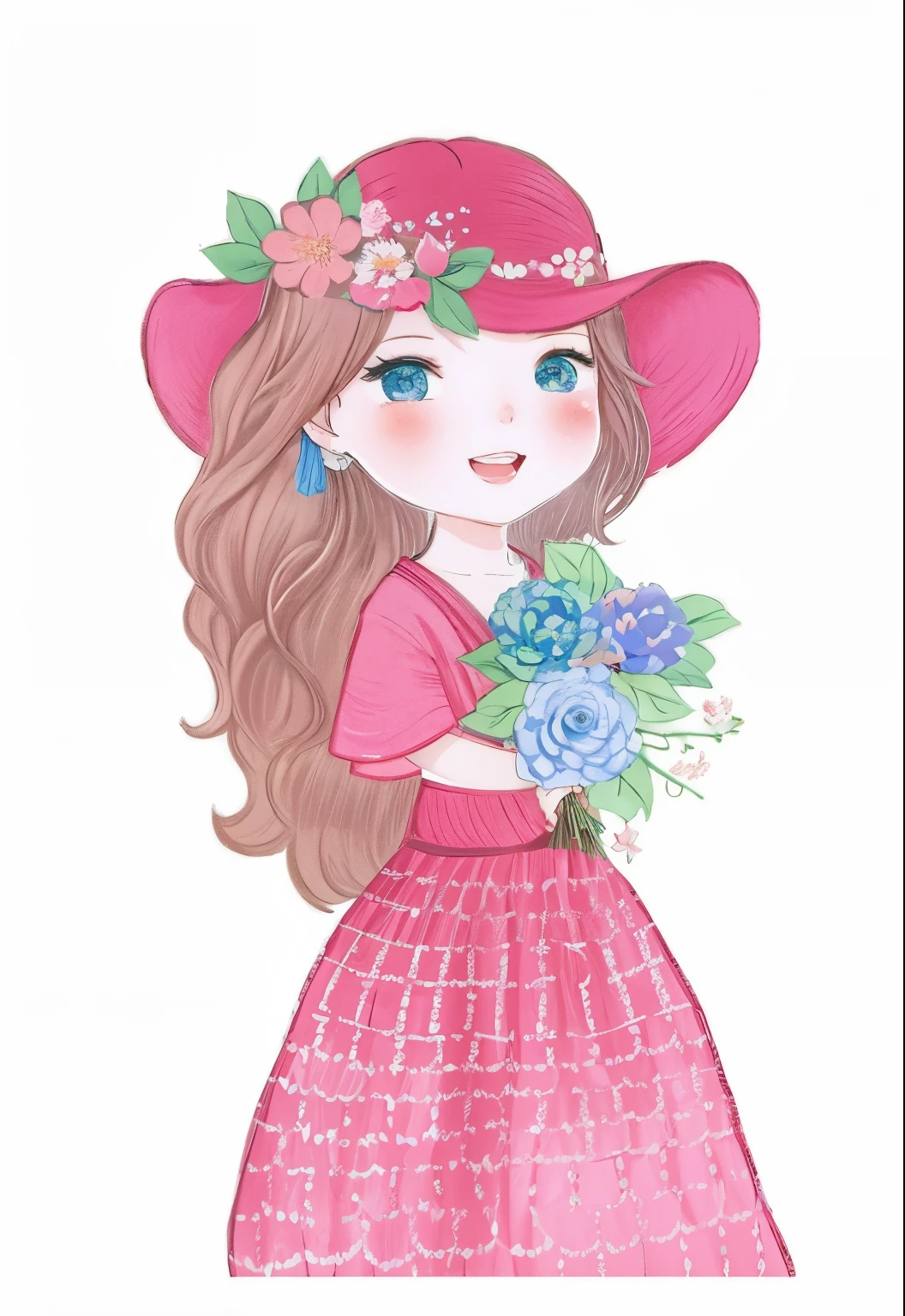 a drawing of a girl with a flower in her hand, inspirado em Yuki Ogura, flores em seus cabelos escuros, com flores congeladas ao seu redor,  com um rosto de flor, com flores, [ Arte Digital ]!!, girl with a flower head, charicatura, inspirado em Takehisa Yumeji, em estilo anime