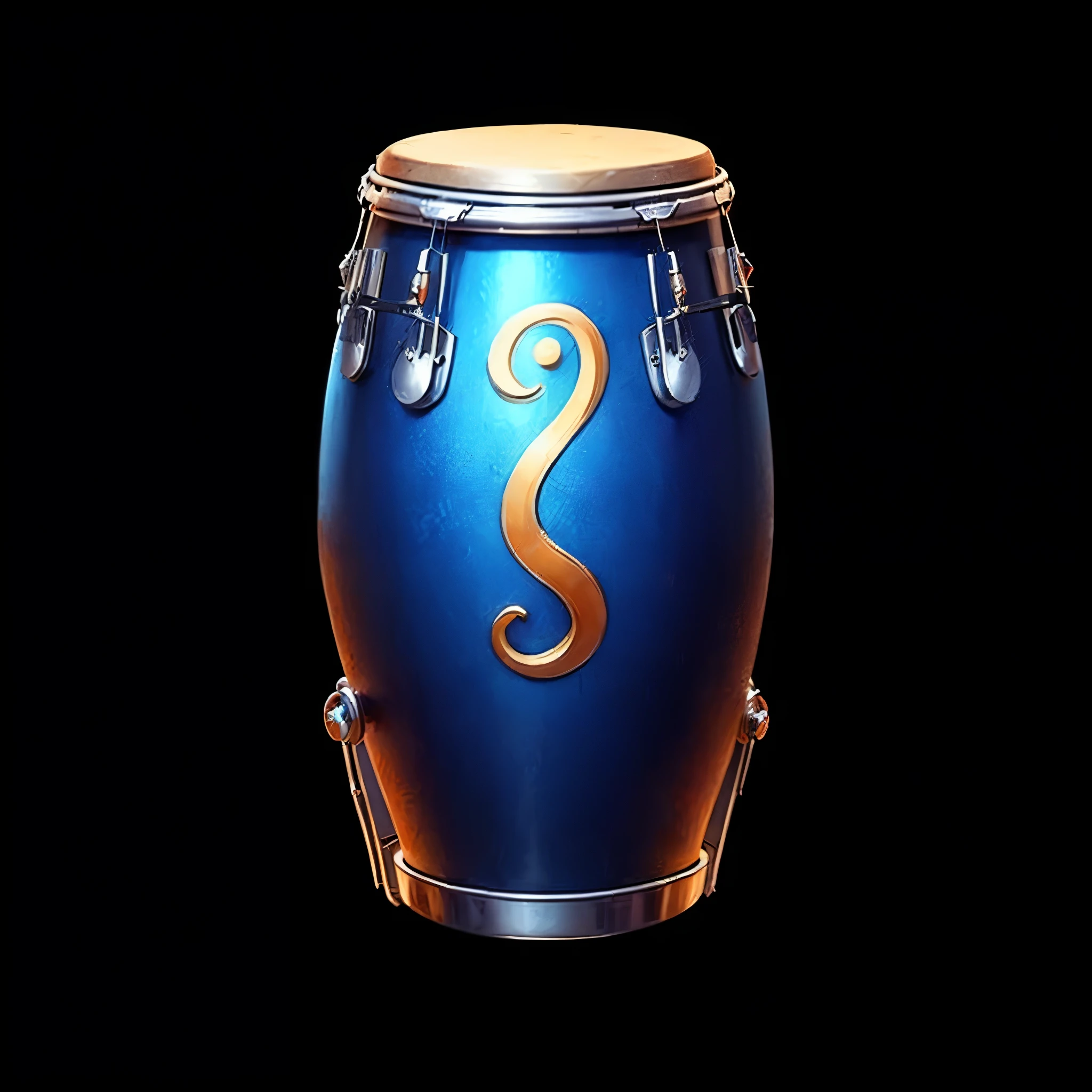 Samba Drums,complete,A drum,carnival art style,slot game art style,2.5D graphics,semi-realistic,Pure black background,Perfect details,game icon,high quality images