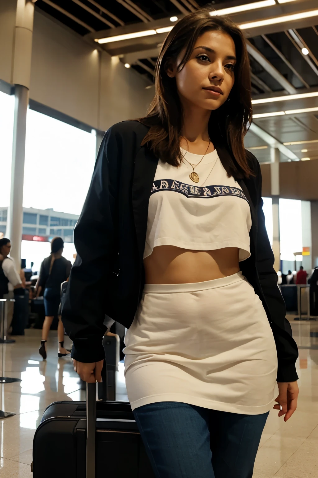 mujer  en un aeropuerto