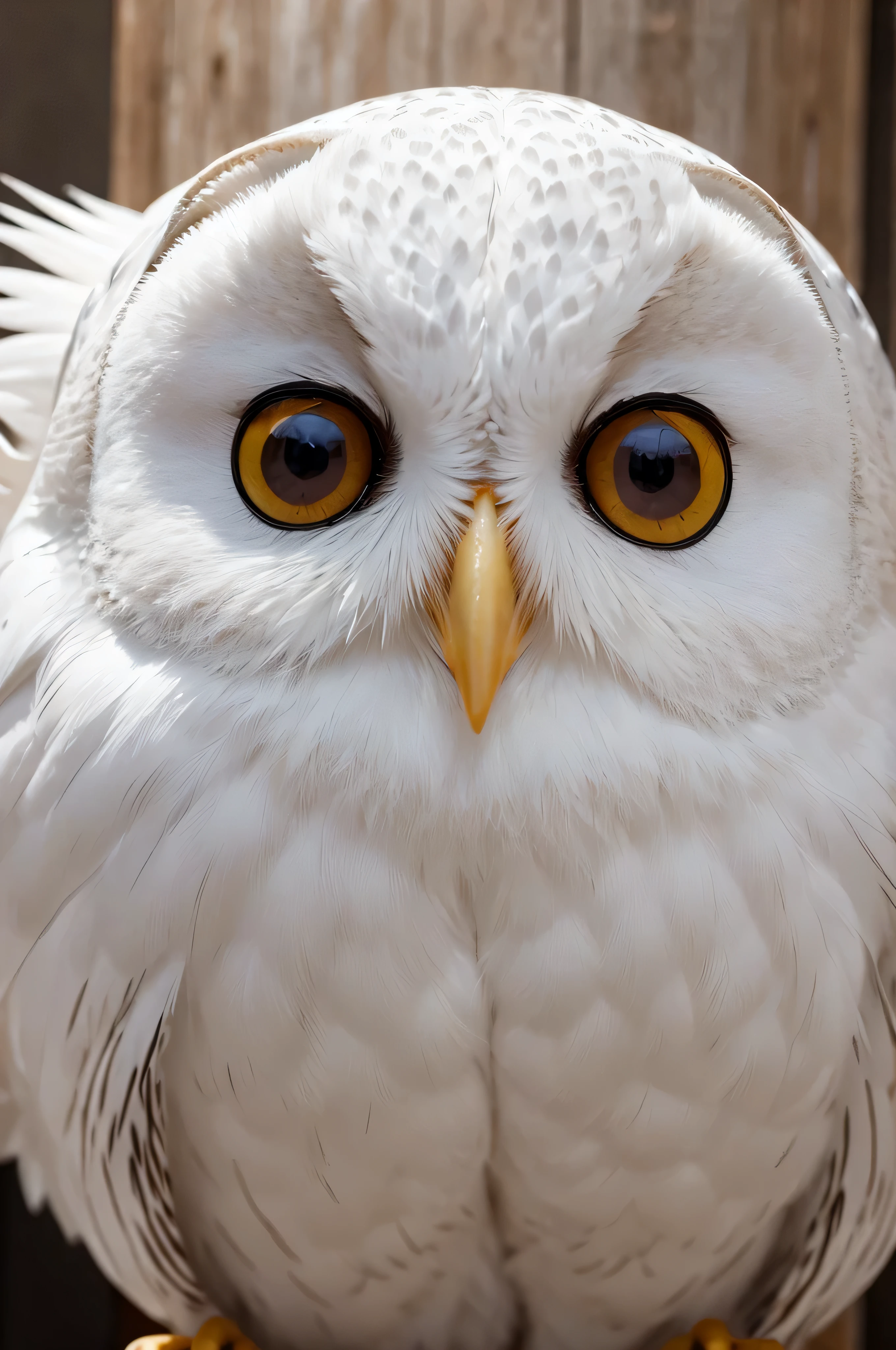 masterpiece, highest quality, 8K, 4K, White owl, ((Front view)), Pure White Owl, 1animal, straight, look forward, See here, whole body
