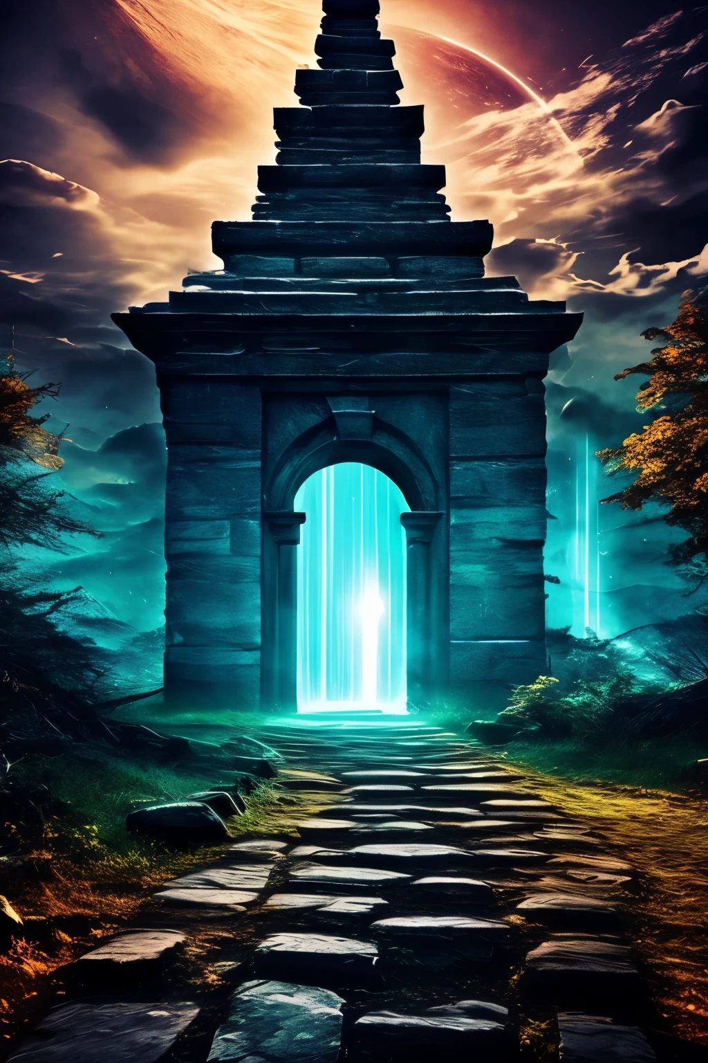 best quality, Forgotten Gateway of Time and Space, image processing with mysterious effects