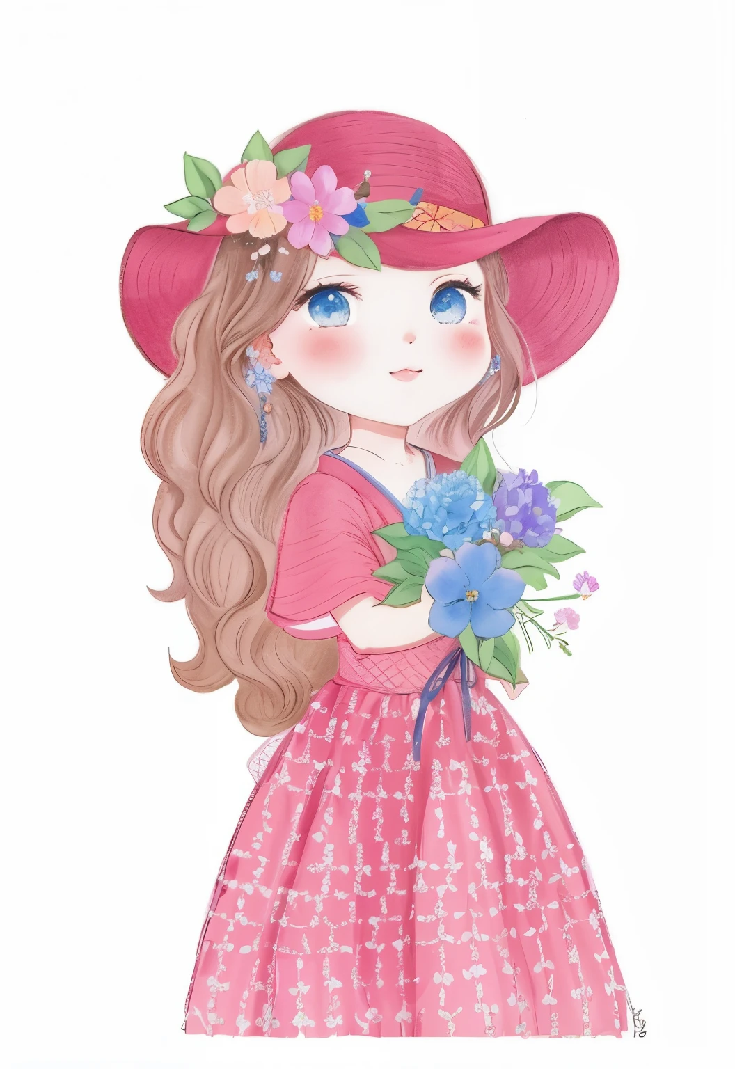 a drawing of a girl with a flower in her hand, inspirado em Yuki Ogura, flores em seus cabelos escuros, com flores congeladas ao seu redor,  com um rosto de flor, com flores, [ Arte Digital ]!!, girl with a flower head, charicatura, inspirado em Takehisa Yumeji, em estilo anime