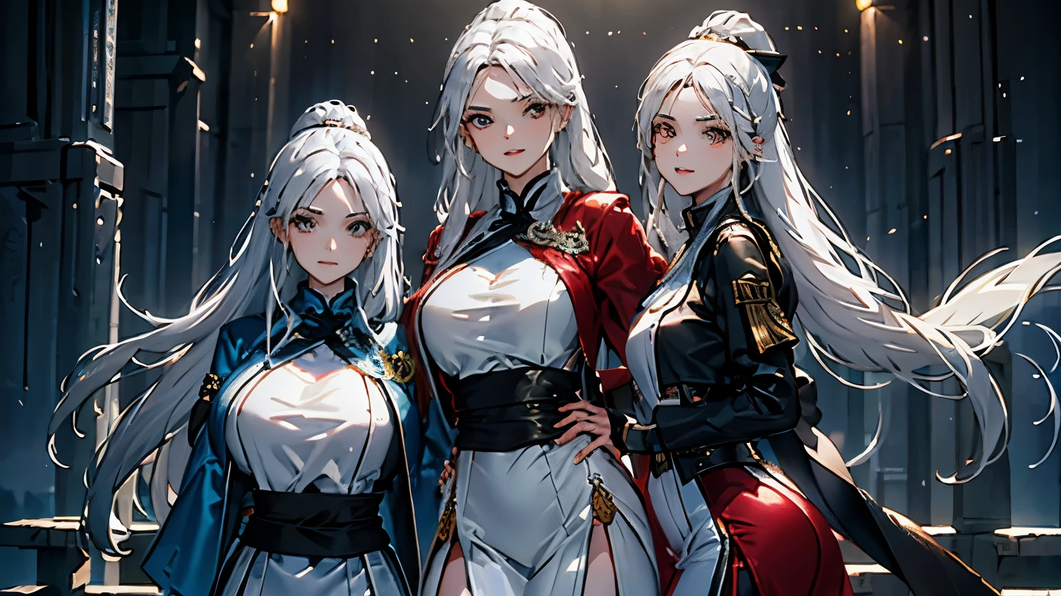 (Ultra-delicate), (Be focused), (high resolution), (((Silver hair with gradient stripes and light blue tail))), One, Cute beauty face, alone, Fine facial textures, ((Light blue eyes)), thin eyebrows, long upper eyelashes, Double eyelids, Upper Eye, (super detailed eyes), Sexy lips, lip details, White skin, Delicate skin, Deformed depth of field blurred background, (Detailed background), Perfect layer cut, (full-body shot/Cowboy shooting/side view), wallpaper, Shimmer, complicated, familiar, ((Onmyoji)), particle, constellation, Stardust, Pentagram, God formula, (((Talisman))), mysterious, peaceful, Japan, Black, White Kimono, Fortune Telling, time and space, incantations, ((Yin Yang Liao)), ((Japan宮廷)), Artistic, 8k