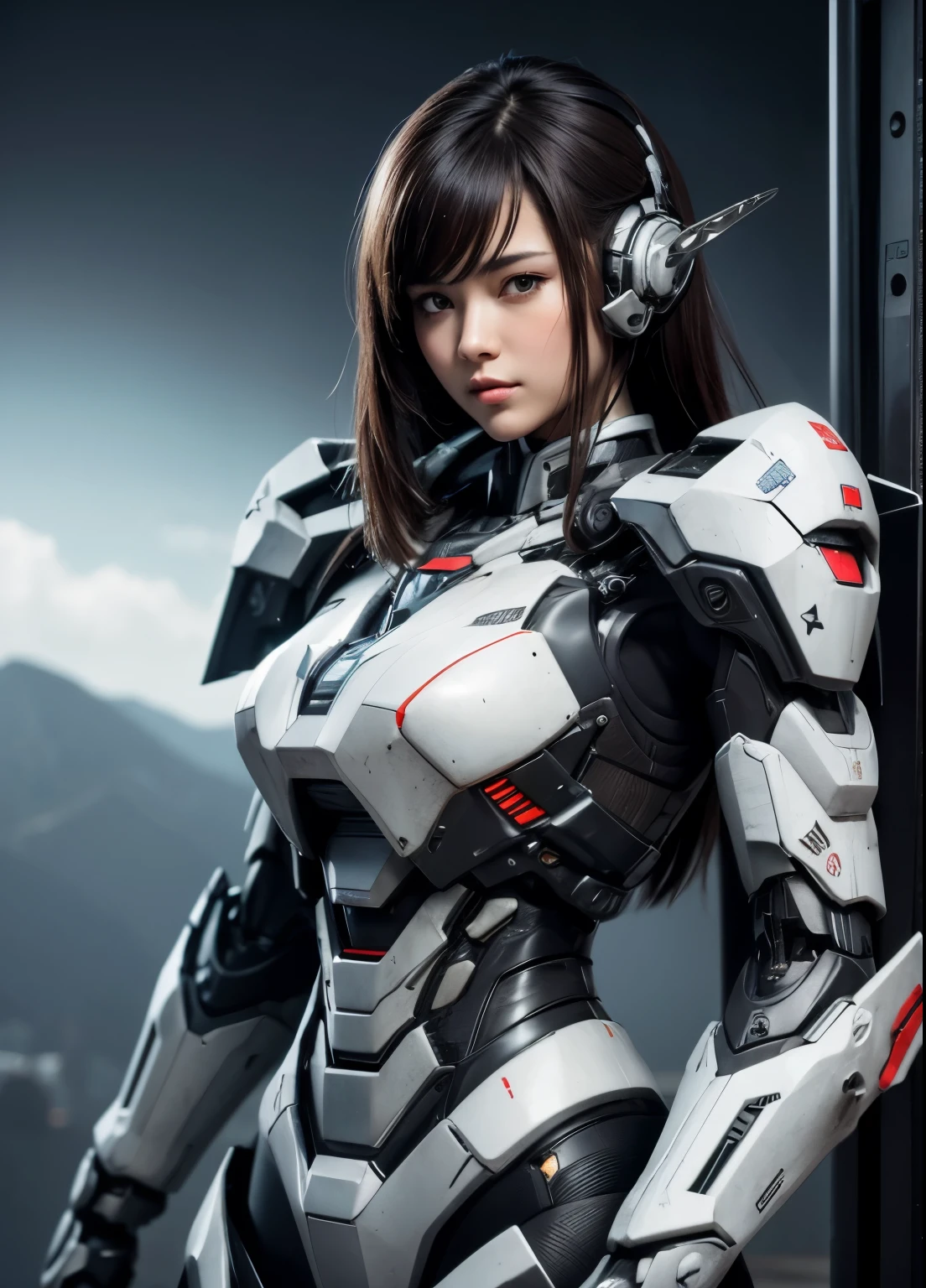 Textured skin, Super Detail, high details, High quality, Best Quality, hight resolution, 1080p, hard disk, Beautiful,(War Machine),beautiful cyborg woman,Mecha Cyborg Girl,Battle Mode,Girl with a Mecha Body,She wears a futuristic war machine weapon mech