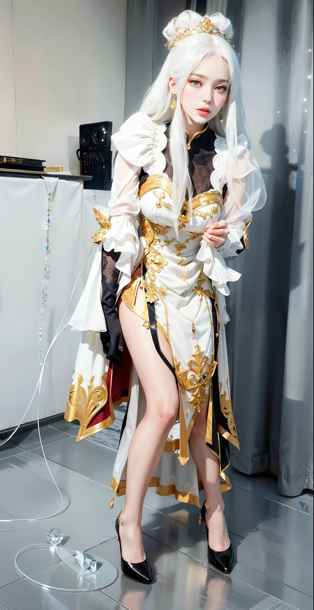Bride2nd, SecondOutfit, (masterpiece:1.2), (ultra detailed), (8k, intricate), (85mm), light particles, lighting, full body, (highly detailed:1.2), breast focus, (detailed face:1,5), (rule of third_composition:1.3), (Line of action:1.2), daylight, solo
