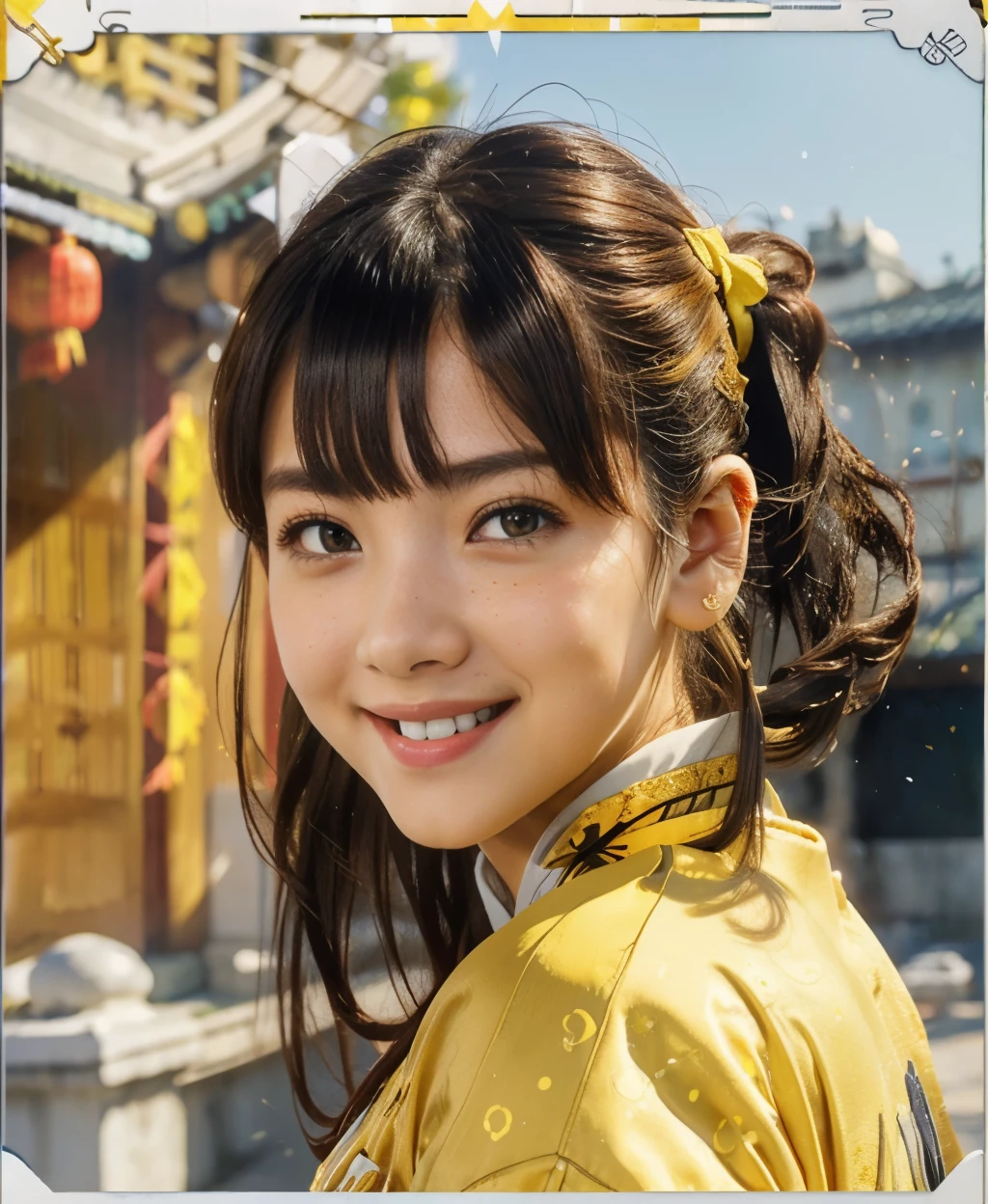 (ultra high resolution,photorealistic,realistic,highest quality,photo-realistic),
(high definition skin,visible pores),(real person,photograph),
(((Yellow Hanff,Chinese style))),realistic,simple background,Upper body,
(8K, RAWphotograph, highest quality, masterpiece),(1 girl),photon mapping, radio city, Physically based rendering,automatic white balance,(((unforgettable smile,long hair))),Watery eye,
(blush|Cute and playful|adorable|skinny|thick bangs|beauty|twin tails|bun hair,),(looking at the viewer),(The iris and pupil are round,Pupils reflect the surroundings,eyes are not the same size),