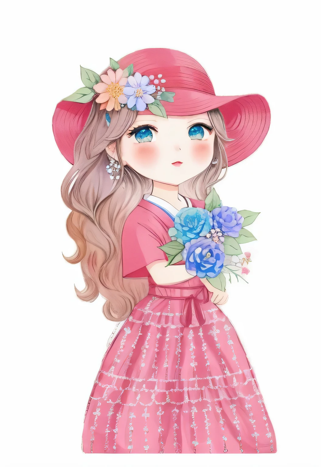 a drawing of a girl with a flower in her hand, inspirado em Yuki Ogura, flores em seus cabelos escuros, com flores congeladas ao seu redor,  com um rosto de flor, com flores, [ Arte Digital ]!!, girl with a flower head, charicatura, inspirado em Takehisa Yumeji, em estilo anime