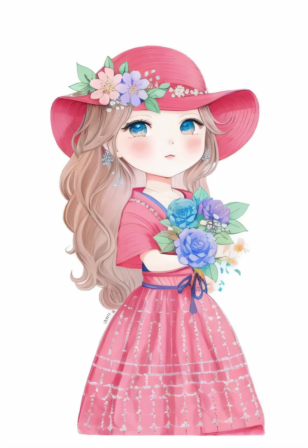 a drawing of a girl with a flower in her hand, inspirado em Yuki Ogura, flores em seus cabelos escuros, com flores congeladas ao seu redor,  com um rosto de flor, com flores, [ Arte Digital ]!!, girl with a flower head, charicatura, inspirado em Takehisa Yumeji, em estilo anime