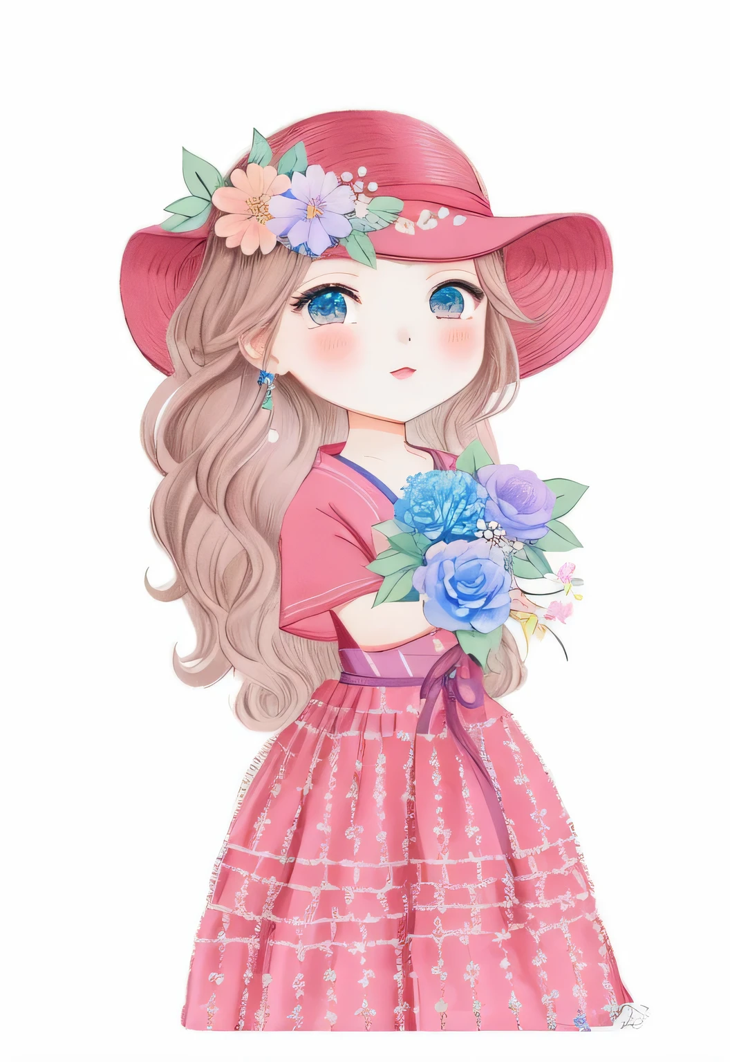 a drawing of a girl with a flower in her hand, inspirado em Yuki Ogura, flores em seus cabelos escuros, com flores congeladas ao seu redor,  com um rosto de flor, com flores, [ Arte Digital ]!!, girl with a flower head, charicatura, inspirado em Takehisa Yumeji, em estilo anime