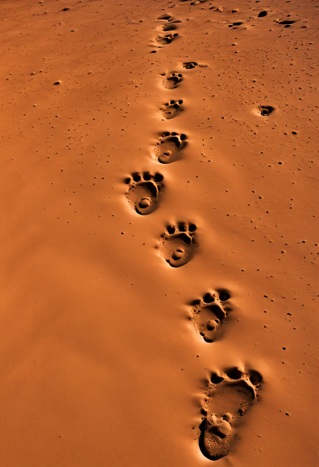 Footprints on the surface of Mars, Maybe it&#39;s the footprints of some monster. Footprints have sharp claws.
