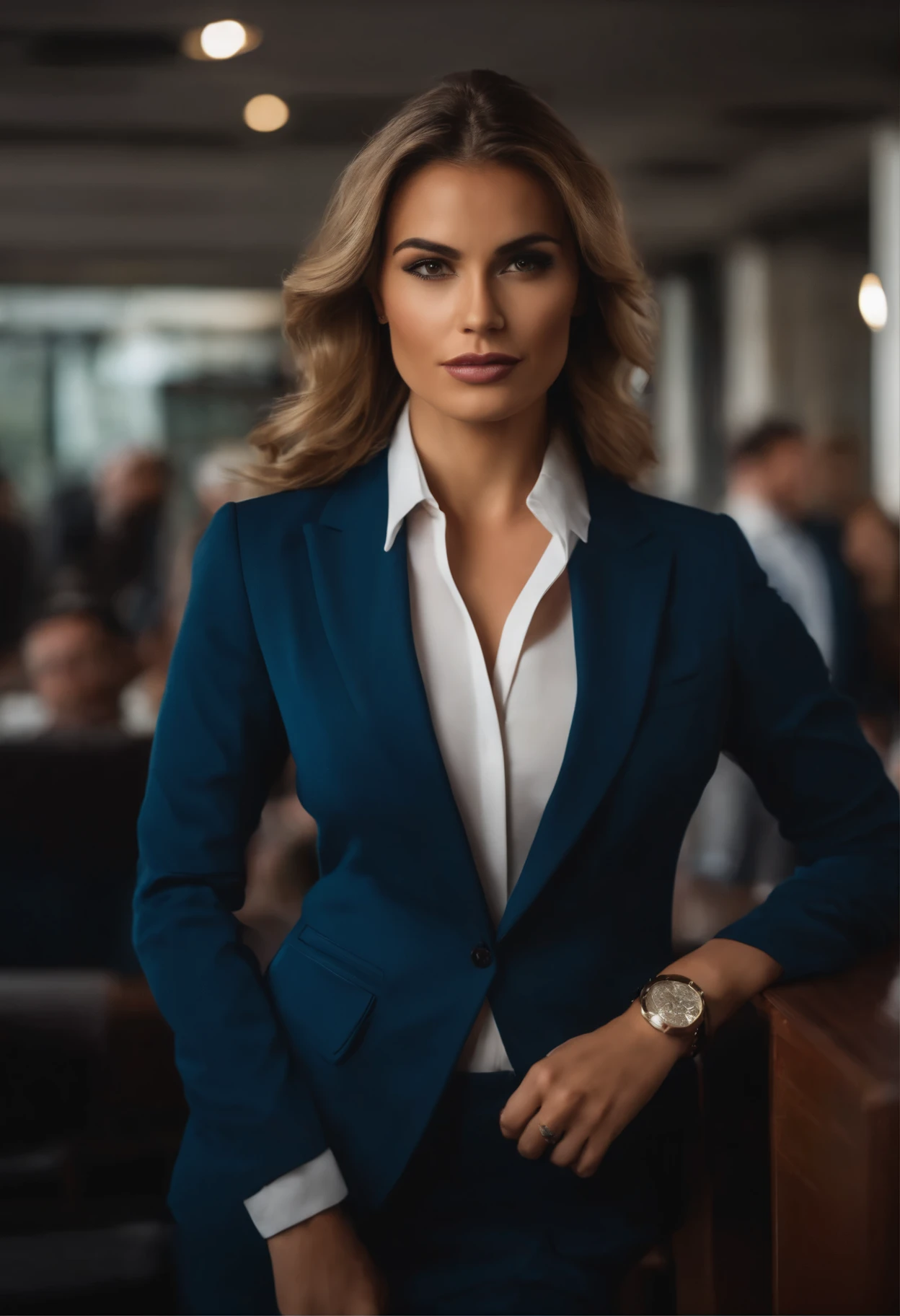 A portrait of a businesswoman in a suit and tie, Empoderamento feminino, A woman dressed in a business suit standing in front of people,
Sexy young businesswoman in business suit, no estilo de emocionalmente complexo, A beautiful businesswoman is standing in her suit.