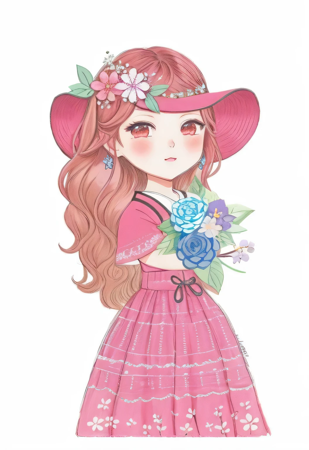 a drawing of a girl with a flower in her hand, inspirado em Yuki Ogura, flores em seus cabelos escuros, com flores congeladas ao seu redor,  com um rosto de flor, com flores, [ Arte Digital ]!!, girl with a flower head, charicatura, inspirado em Takehisa Yumeji, em estilo anime