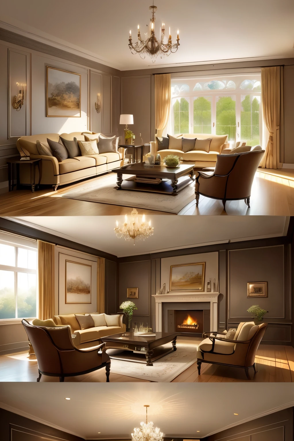 European style living room, interior decoration details, decoration design drawings