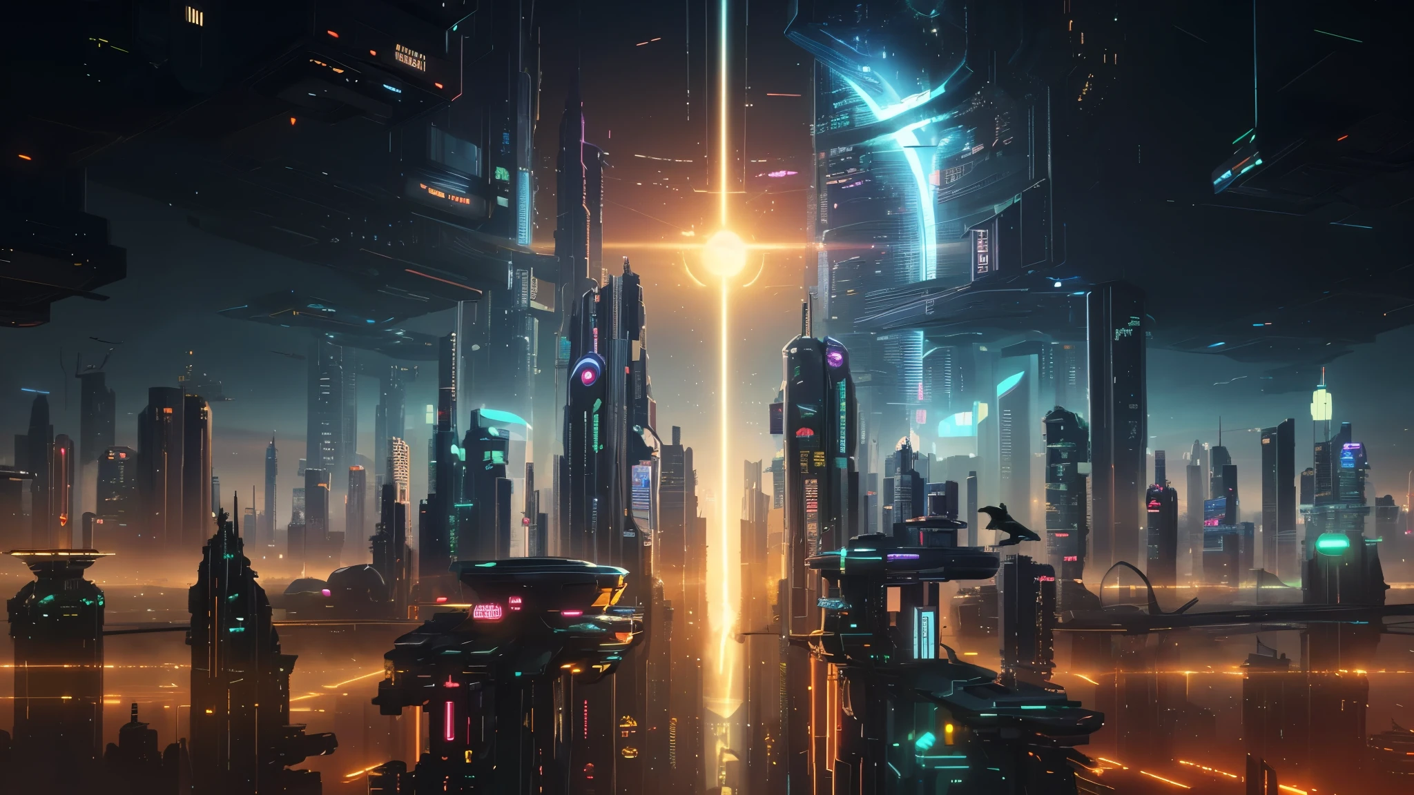 A futuristic city with a cat in the middle, Science Fiction Digital Art, Deep into the metaverse, 4K high-definition digital art, cyberpunk cat, the encrypted metaverse, by Beeple, by Mike "Beeple" Winkelmann, depicted as a scifi scene, cat from the void