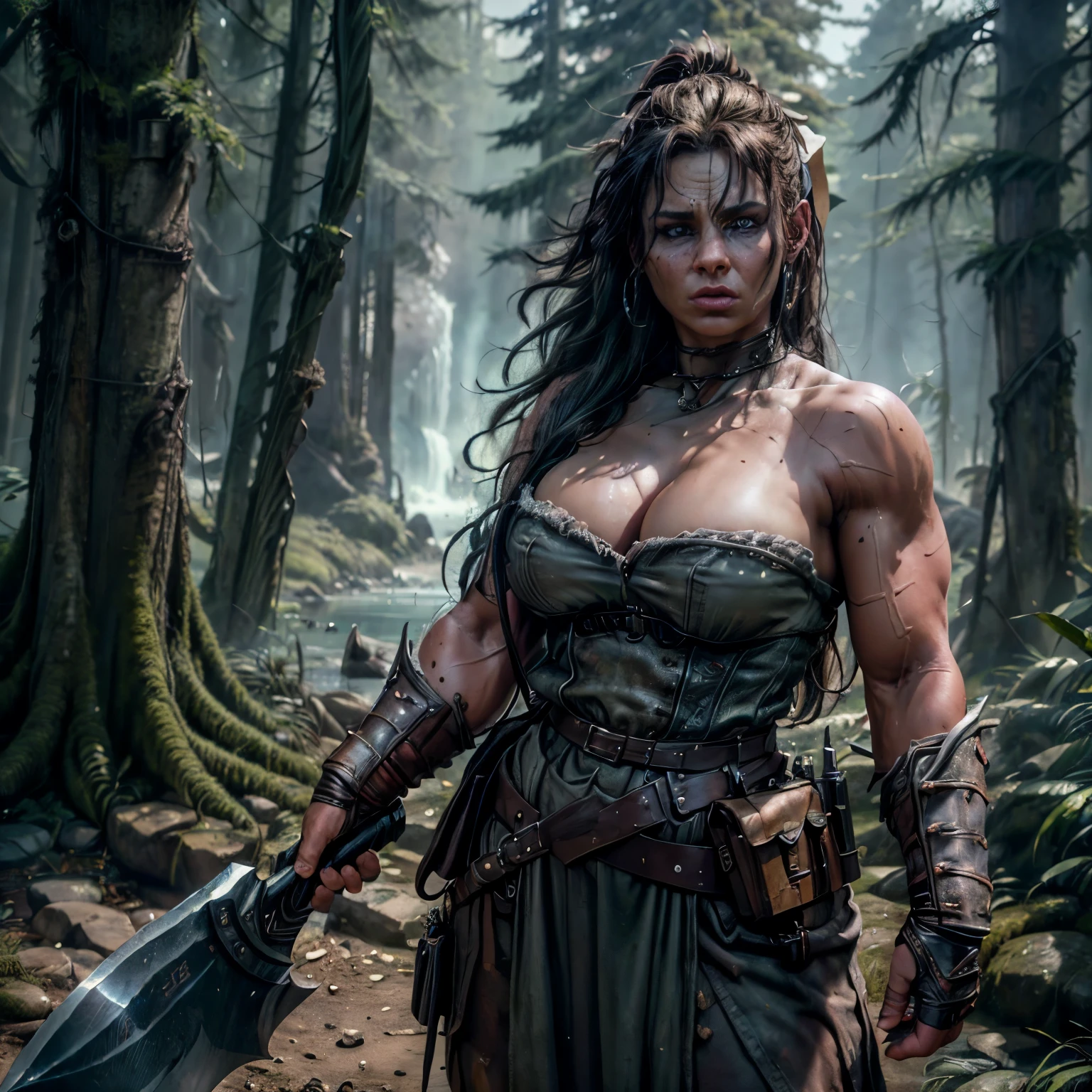 (best quality,4k,8k,highres,masterpiece:1.2),ultra-detailed, female orc weilding an axe, BULKY, HDR, 8k, absurdres, cinestill 800, sharp focus, add_detail:2, (solo, woman)
