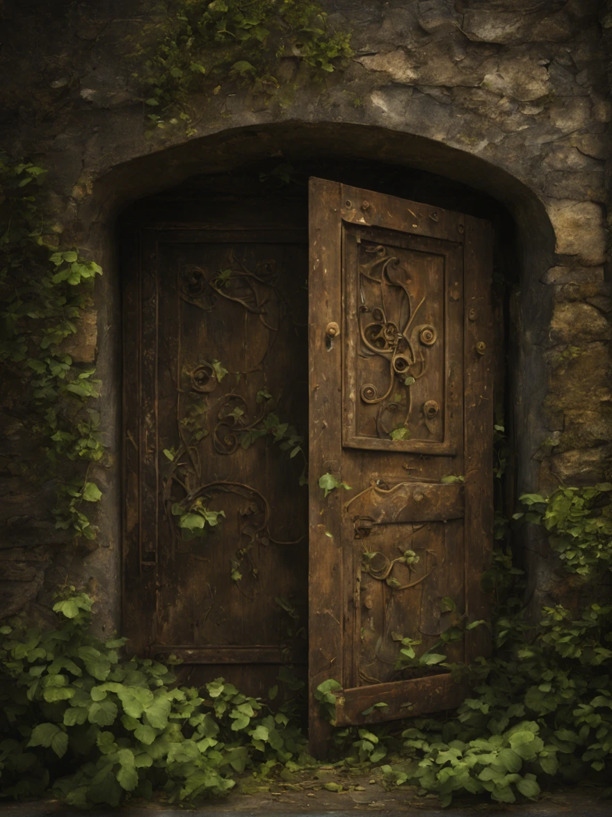 best quality,4k,8k,highres,masterpiece:1.2,ultra-detailed,realistic,photorealistic:1.37,door to the forgotten dimension,vintage key,aged wooden door,cracked paint,enchanted atmosphere,whispering secrets,magical light beams,overgrown vines and moss,dusty air,mysterious shadows,timeless beauty,otherworldly charm,forgotten memories,forlorn space,lost in time,dreamlike ambiance,faded glory,vivid colors,nostalgic,antique carving,secret world,unveiling mysteries,dusty cobwebs,suspended reality,portal to another era,layers of history,echoes of the past,unearthed treasures,abandoned wonder,eerie whispers,whispering winds,mystic symbols,dimensions intertwine,hidden treasures beyond,unseen realms,old world allure,vintage charm,forgotten tales,imagination's playground,dark corners of the mind