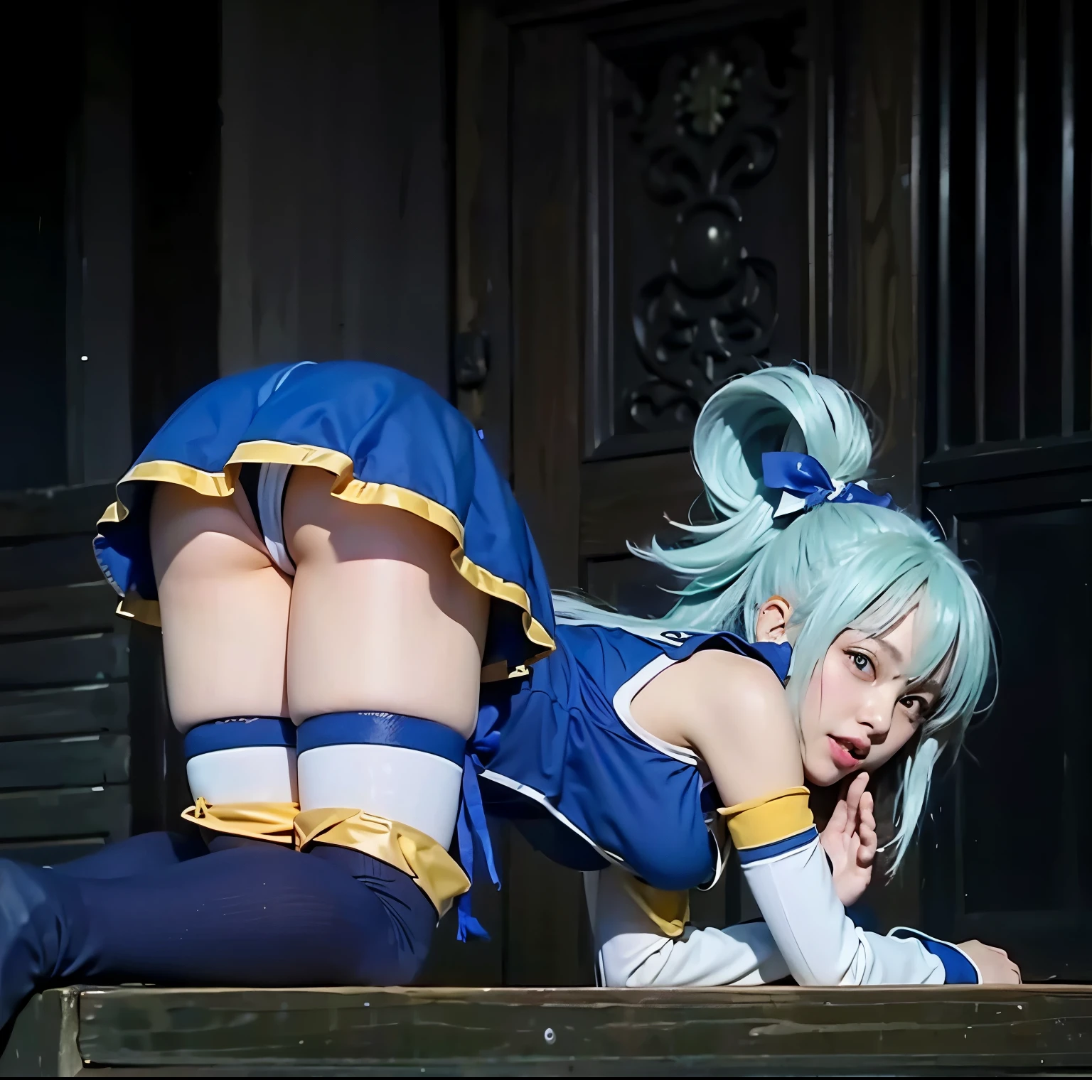 Aqua, konosuba, blue hair