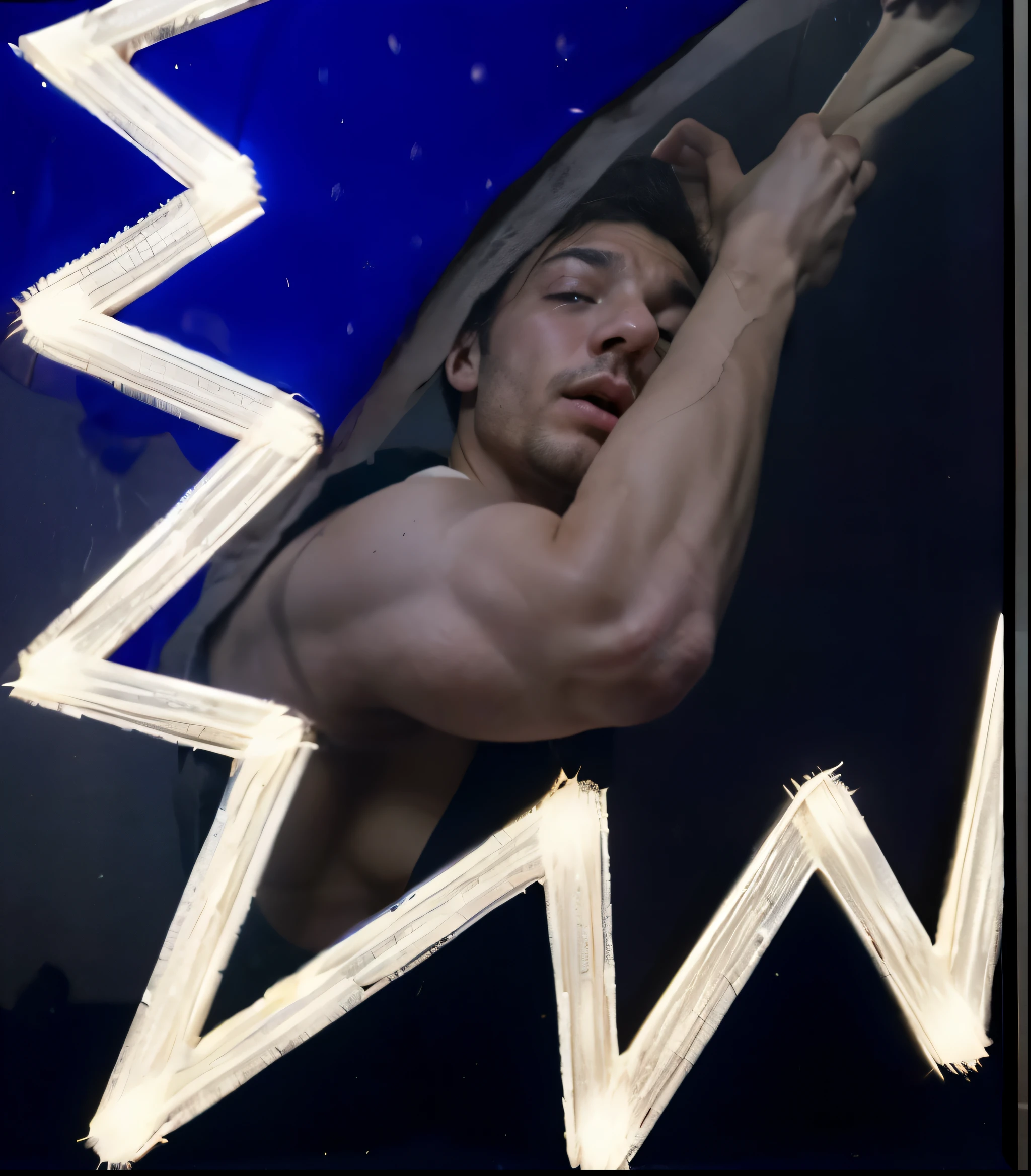 1man, Masterpiece, amazing art, best quality, a man is trapped against a giant sized breast, trapped, surrounded by squishy skin, close up portrait, struggling, desperate expression, stuck inside a lace prison