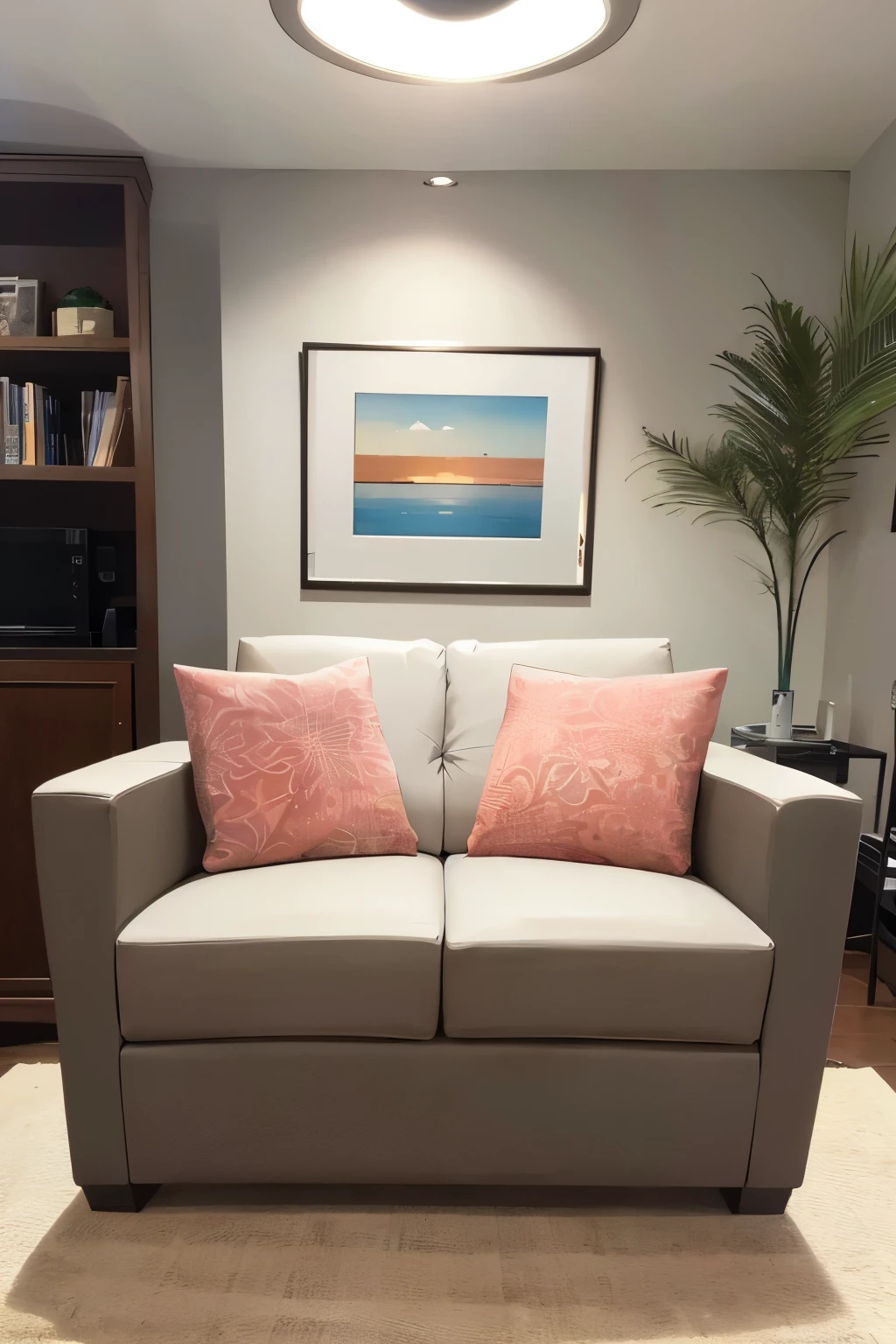 Create a room with a centrally placed armchair as the image's focal point, and three framed art pieces neatly arranged on the wall. Modern furniture, minimalist design, maximum definition --s2
Imagine a cozy, serene space where an armchair takes center stage. Its inviting form invites you to sit down and unwind. Three framed pieces of art adorn the wall, their colors and lines perfectly complementing the room's modern decor. Clean lines and uncluttered spaces enhance the overall minimalist aesthetic. Every detail is rendered in crisp, high definition, making for an engaging visual experience.