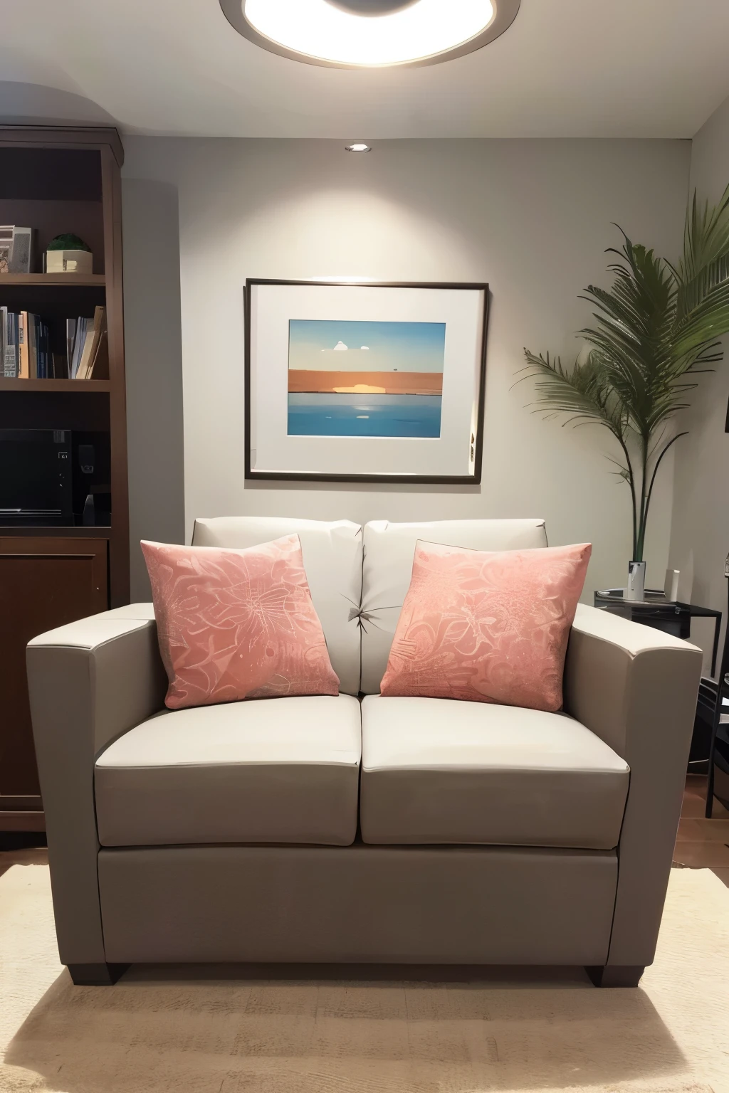 Create a room with a centrally placed armchair as the image's focal point, and three framed art pieces neatly arranged on the wall. Modern furniture, minimalist design, maximum definition --s2
Imagine a cozy, serene space where an armchair takes center stage. Its inviting form invites you to sit down and unwind. Three framed pieces of art adorn the wall, their colors and lines perfectly complementing the room's modern decor. Clean lines and uncluttered spaces enhance the overall minimalist aesthetic. Every detail is rendered in crisp, high definition, making for an engaging visual experience.