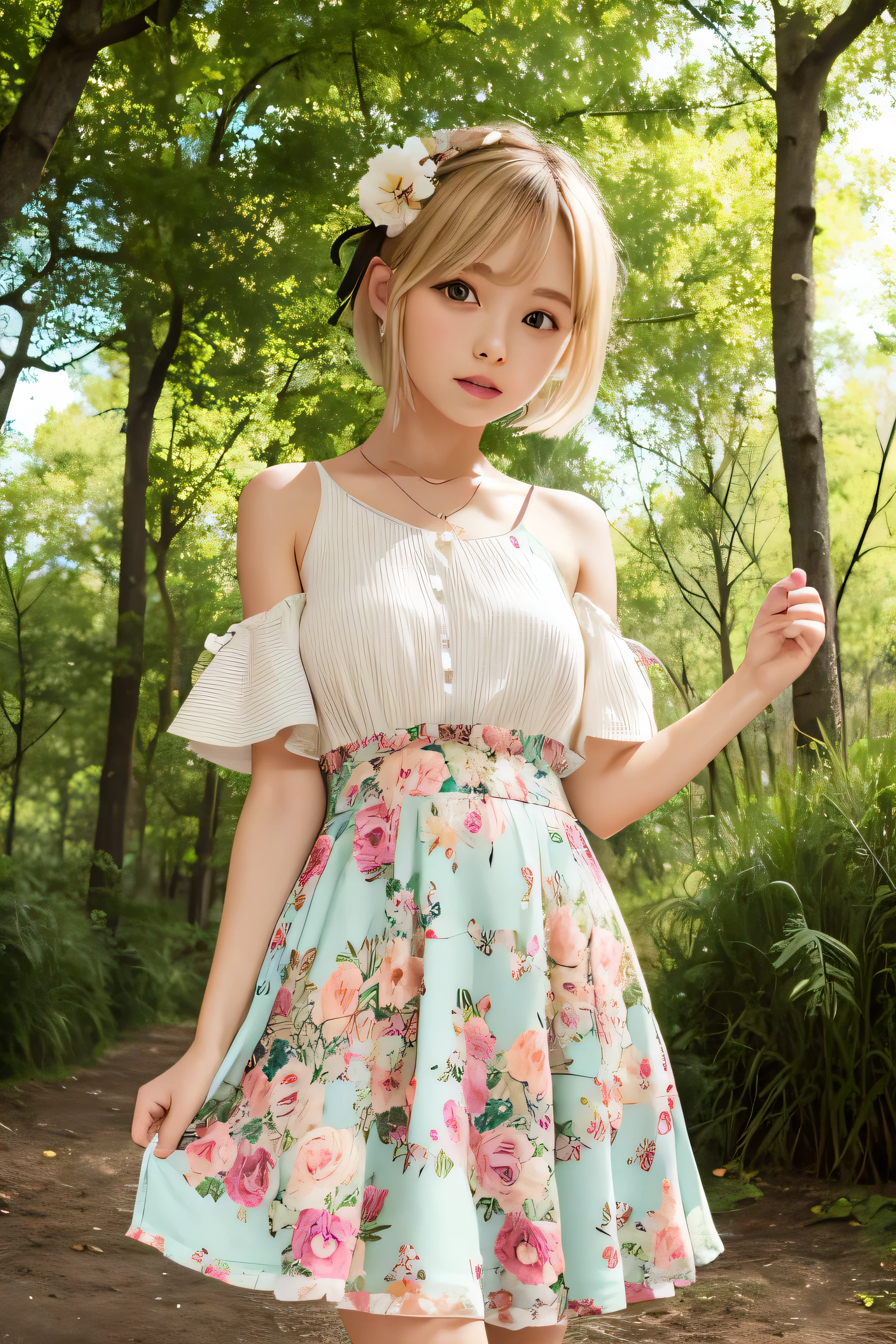 In anime, a cute girl with a retro vibe is depicted. She has a bright and cheerful style, infused with nostalgic elements. Her short, wavy, light beige hair is adorned with pops of color. Sometimes, she wears a small ribbon or flower headband. Her round face and plump cheeks accentuate her large, expressive eyes that sparkle in bright blue or green, often with winks and smiles.Her clothing reflects a retro style with vintage details like ruffles, lace, and floral patterns. Dressy dresses and skirts are paired with boleros or cardigans. Her footwear includes whimsical designs pretty pumps.Backgrounds portray pastel clouds or retro cityscapes. She can be found in ice cream parlors, record stores, retro game centers, or places filled with nostalgic charm.She is often depicted happily laughing and indulging in sweets. In the anime, she pursues adventures, friendships, and dreams, inspiring viewers with energy and hope.