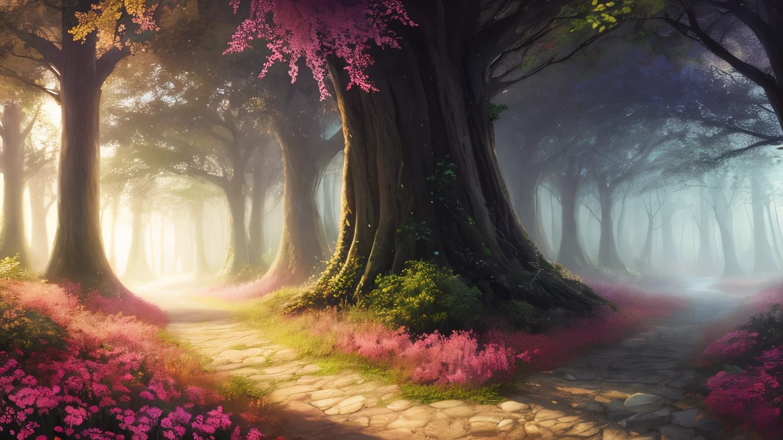 masterpiece, best quality, high quality,extremely detailed CG unity 8k wallpaper, An enchanting and dreamy scene of a fantasy forest, with towering trees, glowing mushrooms, and hidden fairy glens, creating a sense of mystique and enchantment, artstation, digital illustration, intricate, trending, pastel colors, oil paiting, award winning photography, Bokeh, Depth of Field, HDR, bloom, Chromatic Aberration ,Photorealistic,extremely detailed, trending on artstation, trending on CGsociety, Intricate, High Detail, dramatic, art by midjourney