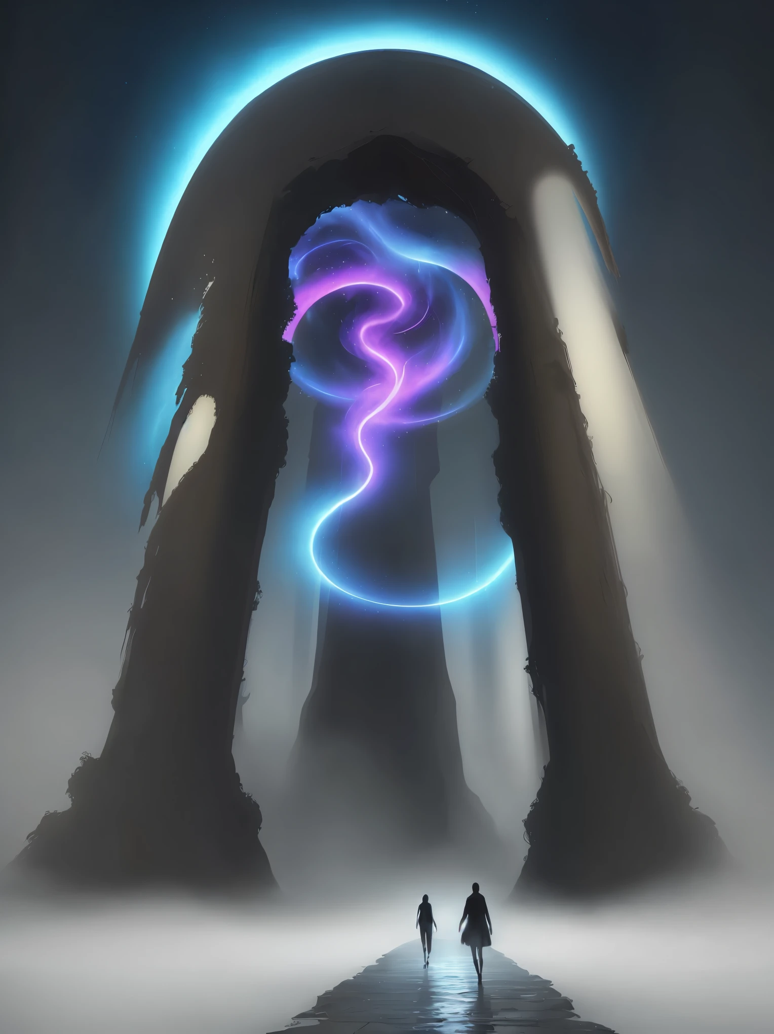 An old lock, covered in rust, embedded in a steep mountain cliff. Surrounded by swirling mist, it seems isolated from the world. Legend has it that this lock is a gateway to another world, a portal across time and space. Over time, it has been forgotten by people, but in the desolate depths of the mountains, it has become a legend. Unexplainable natural phenomena occur in its surroundings, as if an invisible force is controlling everything. Stepping into the portal, one feels like they are traversing through a corridor of time. There, they encounter breathtaking landscapes and mysterious magic. Stars adorn the sky above, and moonlight bathes the ground below, as if immersed in a world full of wonders and enchantment. The artwork showcases this mystical scene with high-definition and superior quality. 