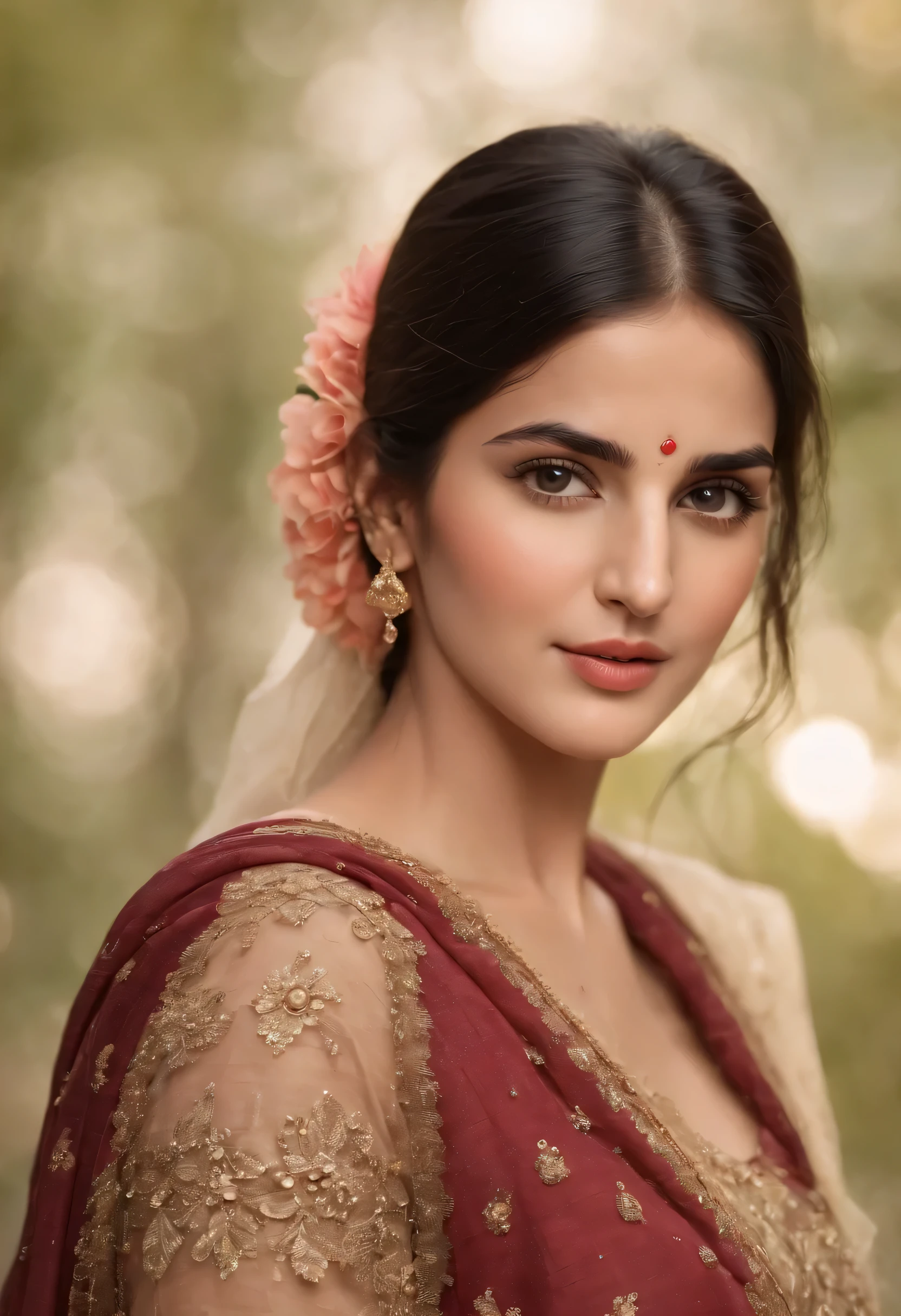 A beautiful punjabi woman, black hair, wheatish colour ((Katrina kaif:1.2)) in (intricate Retro Vintage Boho Outfit)), ((sharp focus)), ((Nikon Z 85mm)), unparalleled masterpiece, ultra-realistic 8k photos, best quality, masterpiece, (photorealistic:1.2), (realistic:1.5), (hyperrealistic:1.2),(realistic human skin:1.6), (detailed clothes features), (High Quality: 1.2), Raw photo, (Perfect body shape), Uniform, Unobtrusive, masterpiece photographic real digital ultra-realistic hyper-detailed, high contrast , realistic, clean art, professional, colourful, rich deep colour, concept art, CGI winning award, UHD, HDR, 8K, RPG, UHD render, HDR render, 3D render cinema 4D
