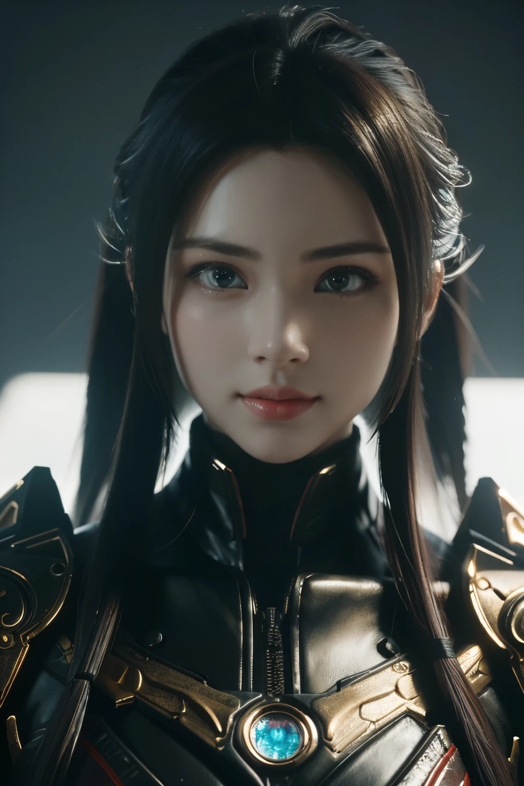 Game art，The best picture quality，Highest resolution，8K，(A bust photograph)，(Portrait)，(Head close-up:1.5)，(Rule of thirds)，Unreal Engine 5 rendering works， (The Girl of the Future)，(Female Warrior)， 22岁少女，(Female hackers)，(White and red gradient，Ancient Oriental hairstyle)，((The pupils of the red eyes:1.3))，(A beautiful eye full of detail)，(Big breasts)，(Eye shadow)，优雅迷人，冷漠，((Anger))，(Cyberpunk jacket full of futuristic look，Joint Armor，There are exquisite Chinese patterns on the clothes，A flash of jewellery)，赛博朋克人物，未来风格， 拍照姿势，城市背景，Movie lights，Ray tracing，Game CG，((3D Unreal Engine))，oc渲染反射纹