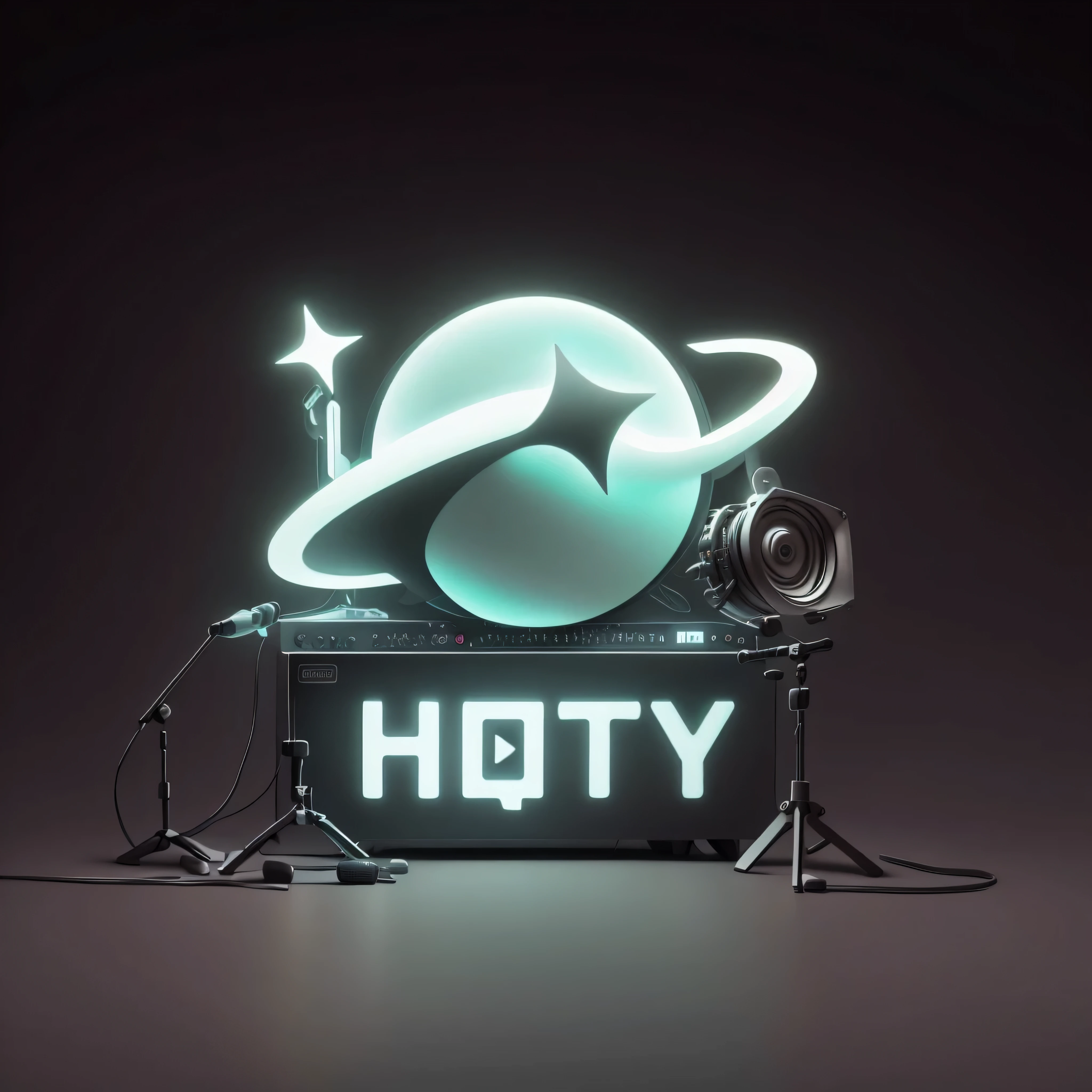 simple background,masterpiece,best quality,super detailed,microphone,Small stage,band,microphone,guitar,Drum kit,vocal,keyboard,glow in the dark