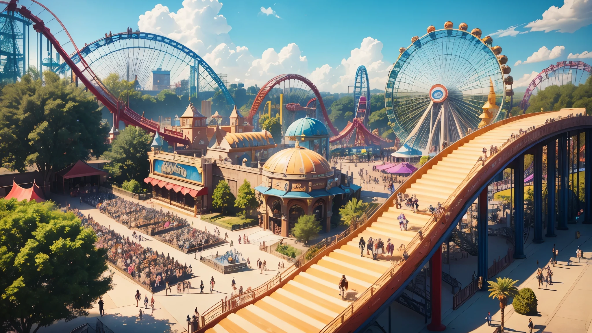 a Universal Studios-style amusement park, with thrilling attractions, themed roller coasters, spectacular live shows and iconic characters. Inspired by films, series and famous characters, it offers an immersive and fun experience, with themed areas that transport visitors to different universes. The park is an exciting destination full of entertainment for all ages.