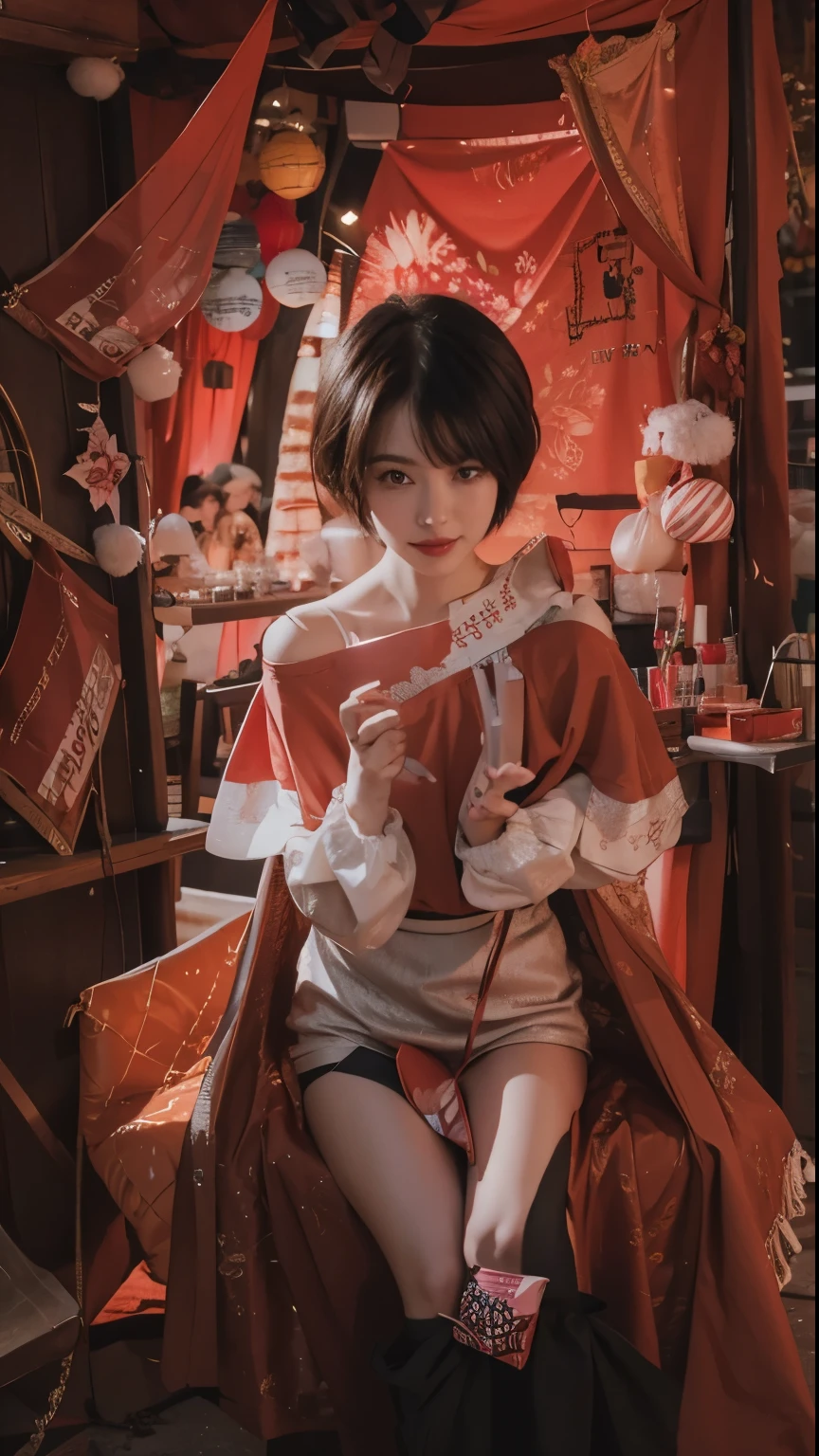 new year，Beauty with short hair